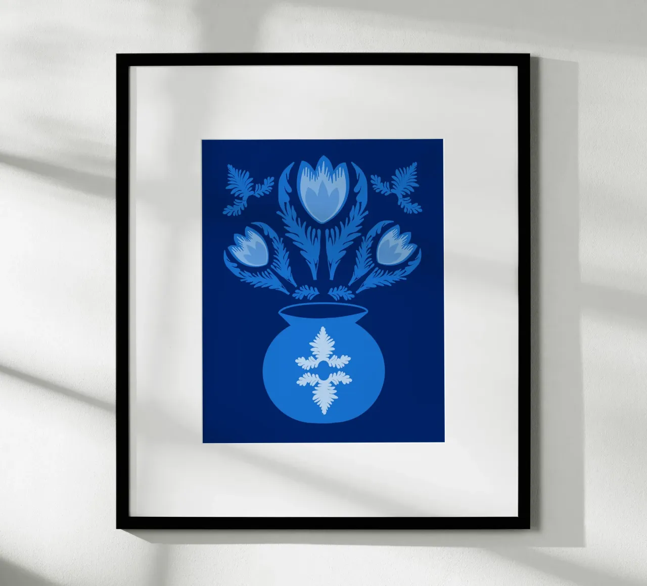 Tulipani blu Lumnious poster con telaio in plastica da Sannel Larson
