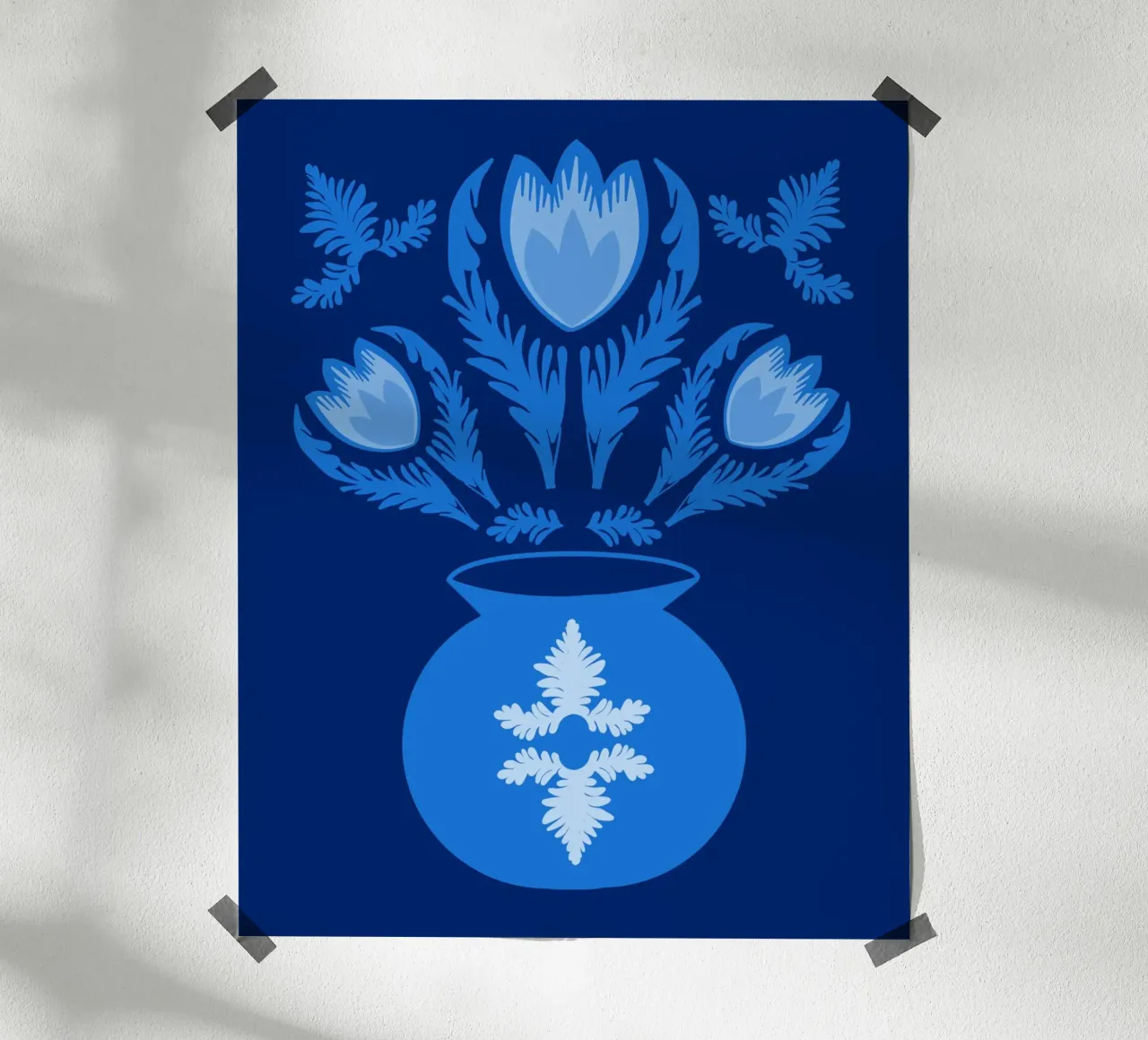 Tulipani blu Lumnious poster con telaio in plastica da Sannel Larson