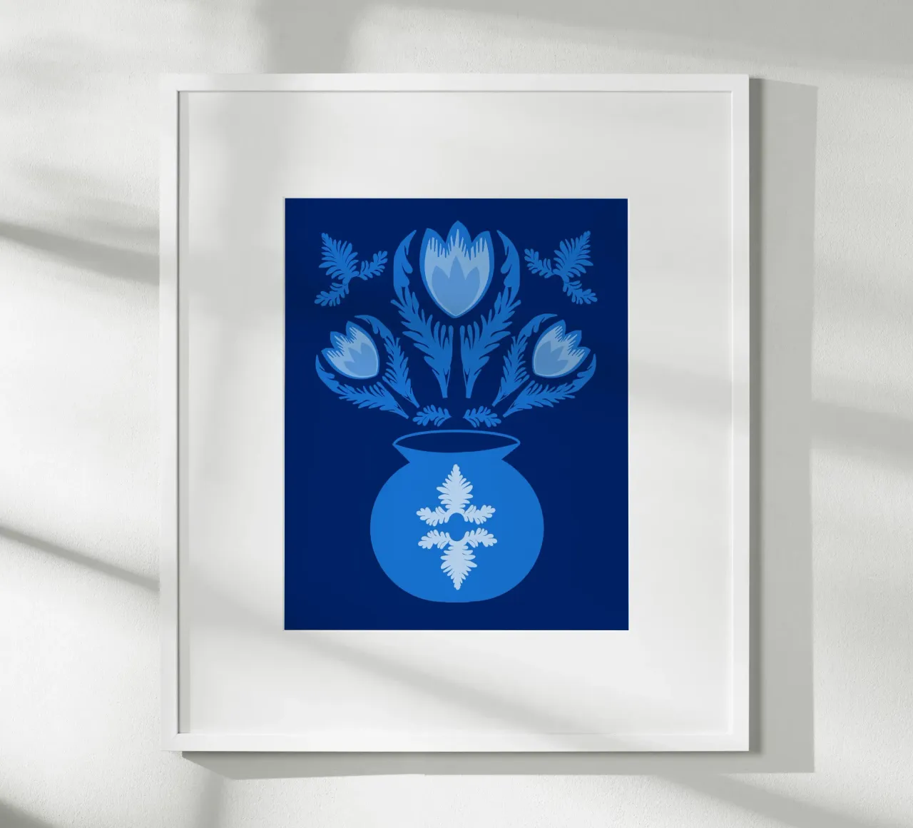Tulipani blu Lumnious poster con telaio in plastica da Sannel Larson