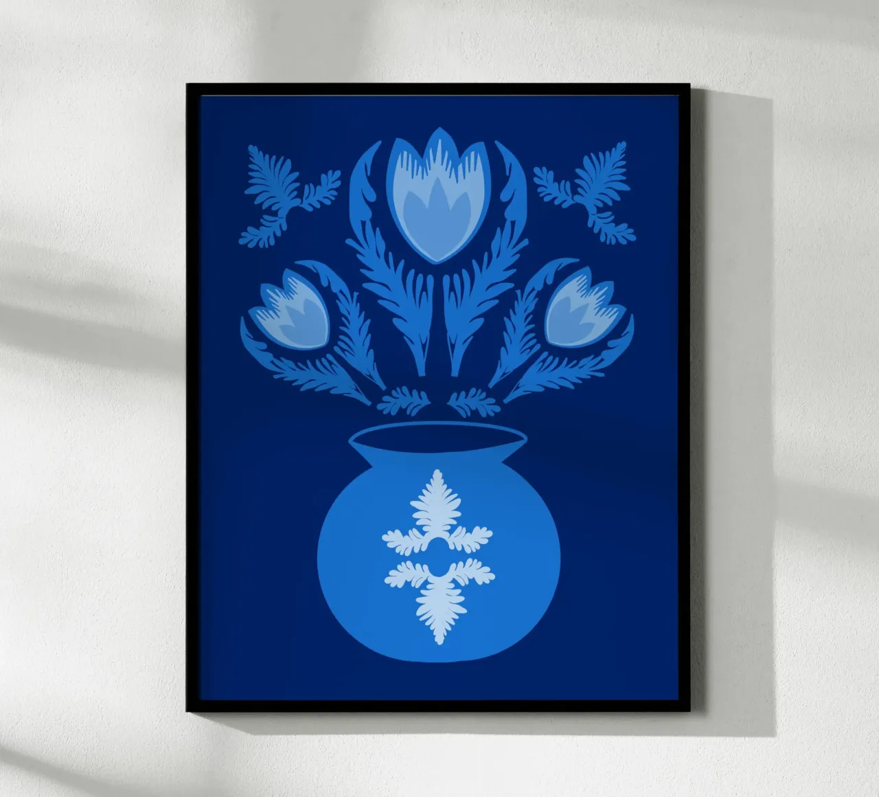 Tulipani blu Lumnious poster con telaio in plastica da Sannel Larson