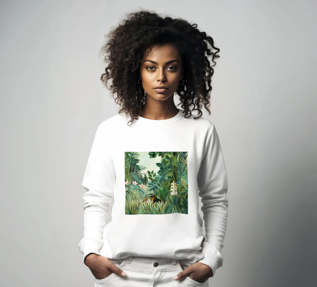Der äquatoriale Dschungel von Henri Rousseau (1909) i Sweatshirt von Venus Art