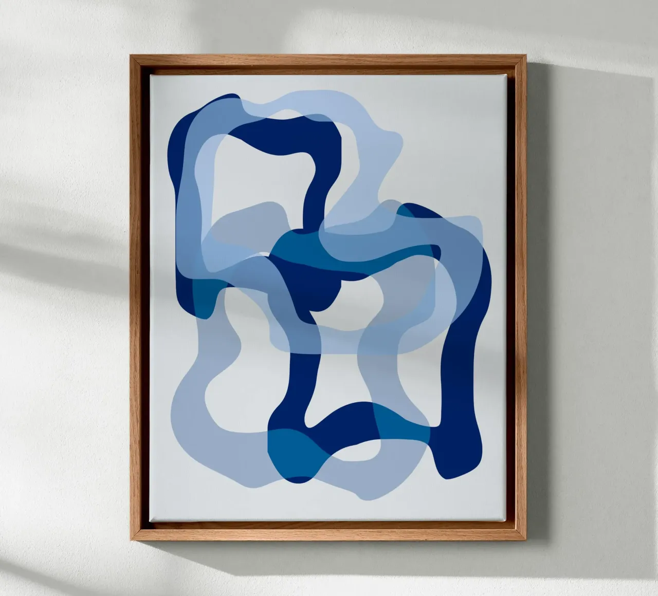Forme blu luminose tela con Cornice a cassetta da Sannel Larson