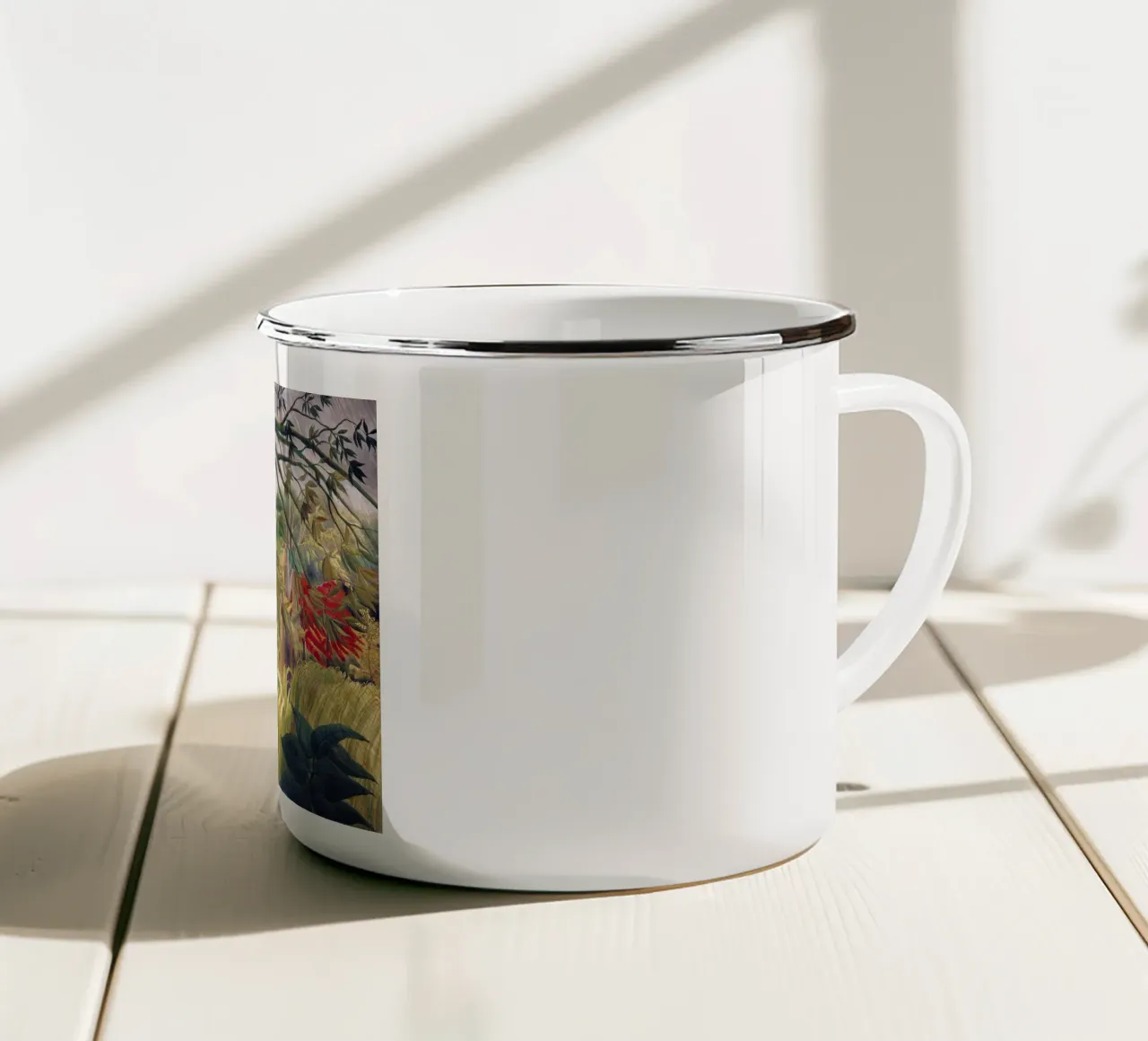 La tigre di Henri Rousseau in una tempesta tropicale (Sorpresa!) (189 tazza in smalto da Venus Art