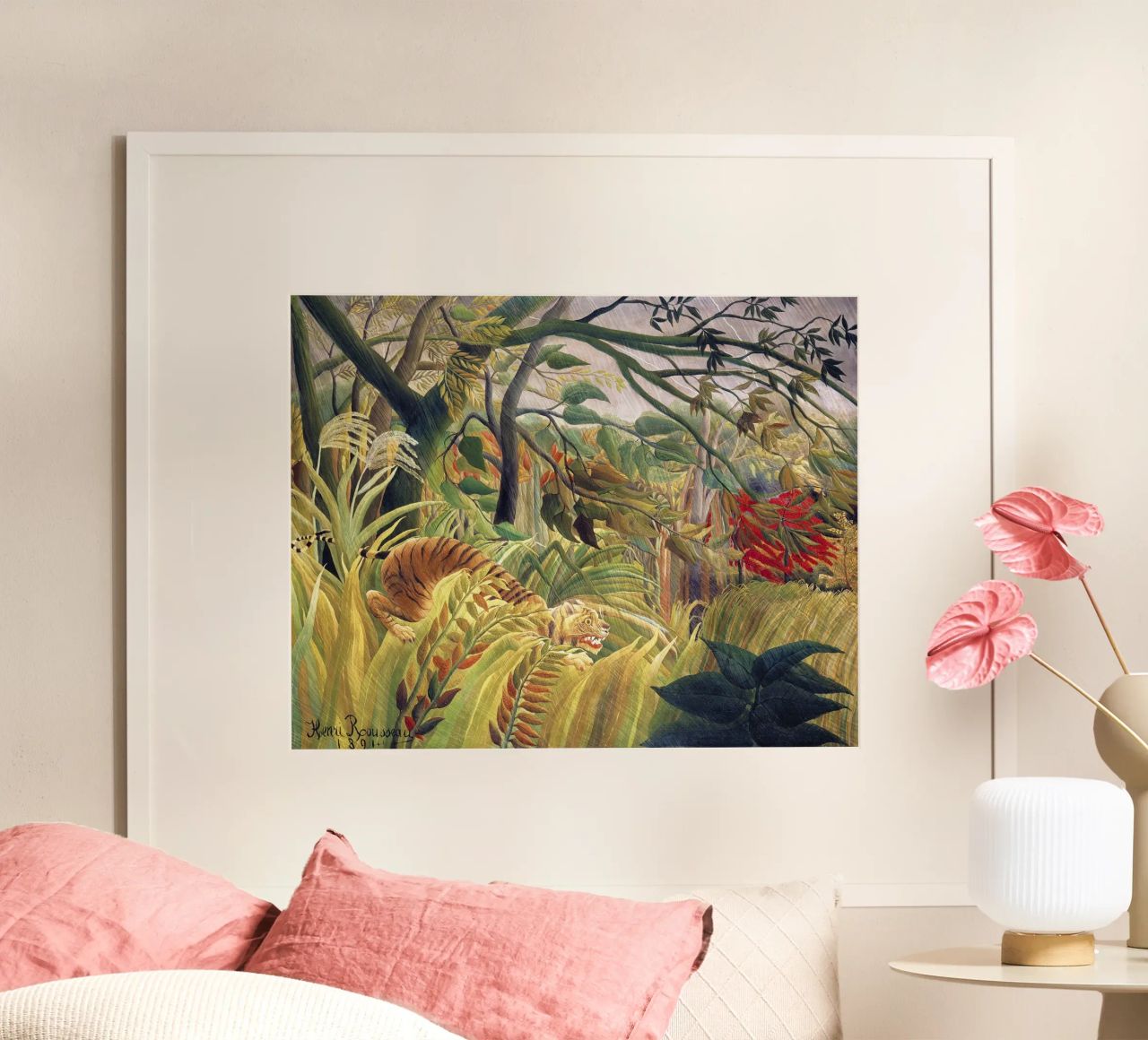 La tigre di Henri Rousseau in una tempesta tropicale (Sorpresa!) (189 poster da Venus Art
