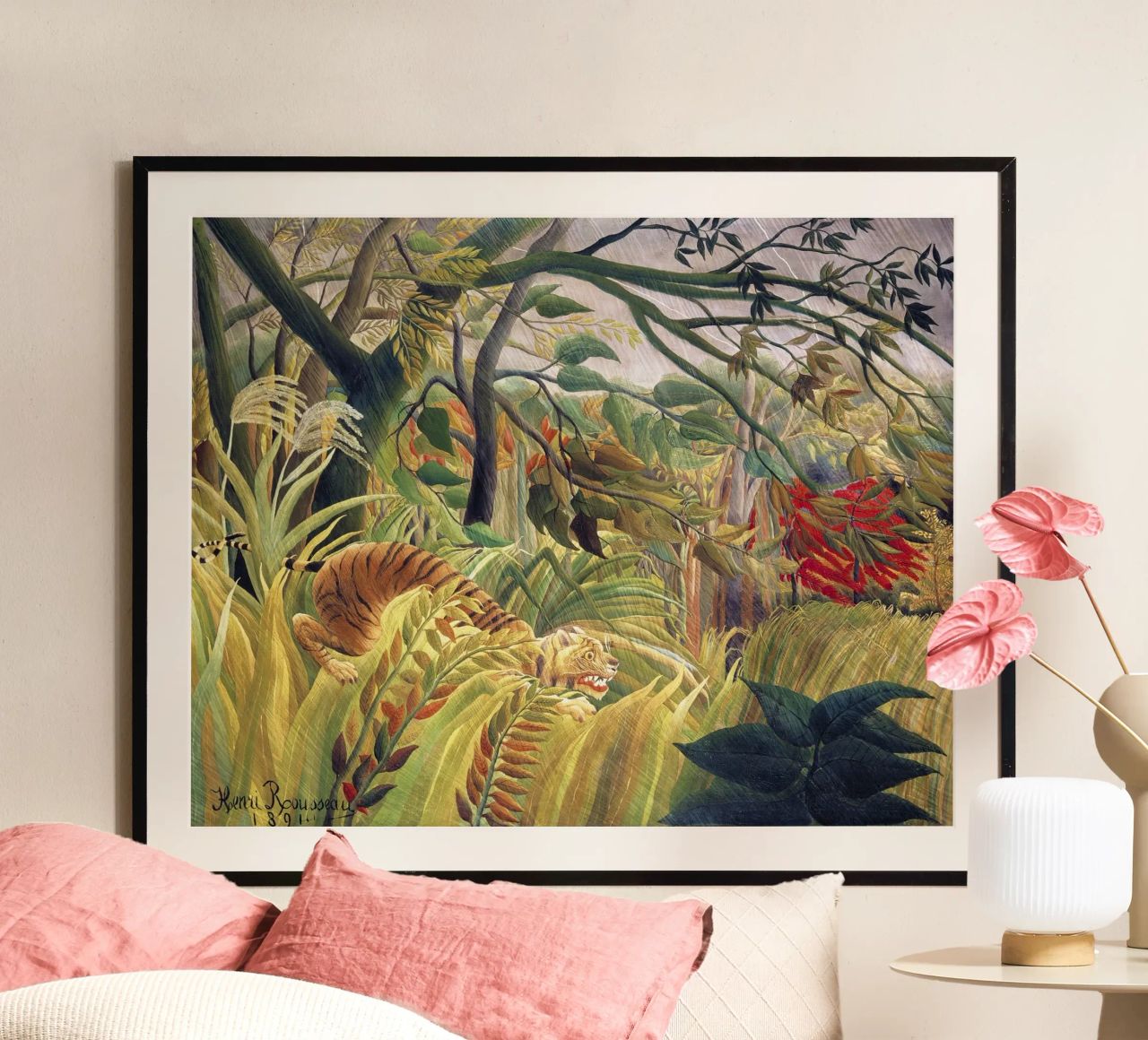 La tigre di Henri Rousseau in una tempesta tropicale (Sorpresa!) (189 poster da Venus Art