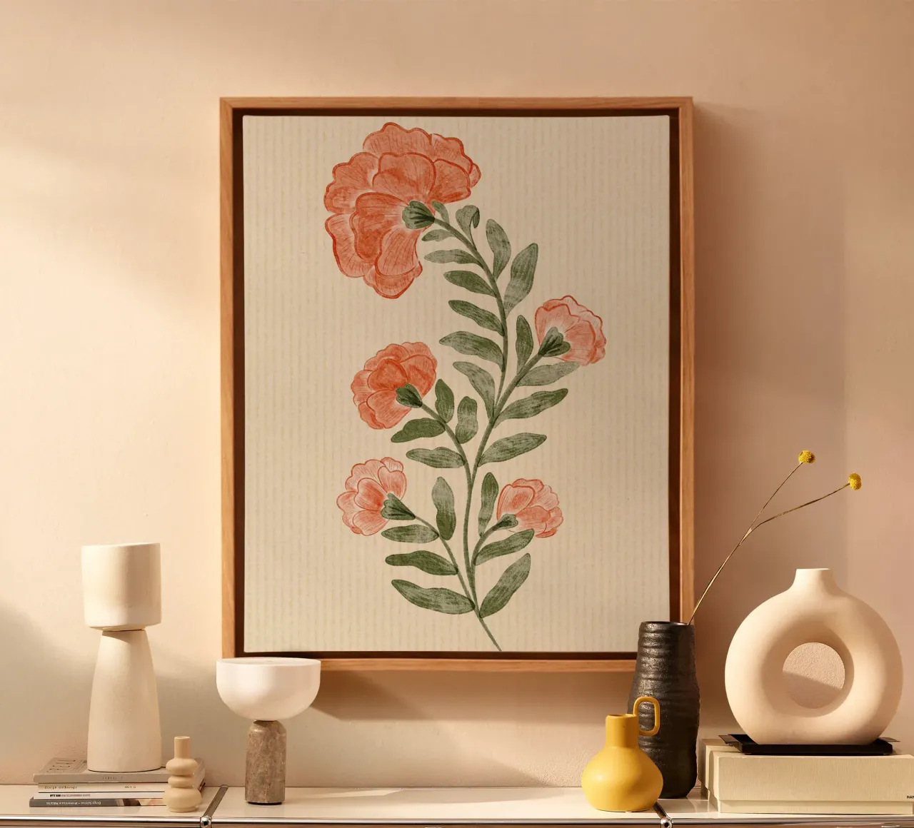 Goudsbloemen canvas met Baklijst van Nikita Jariwala