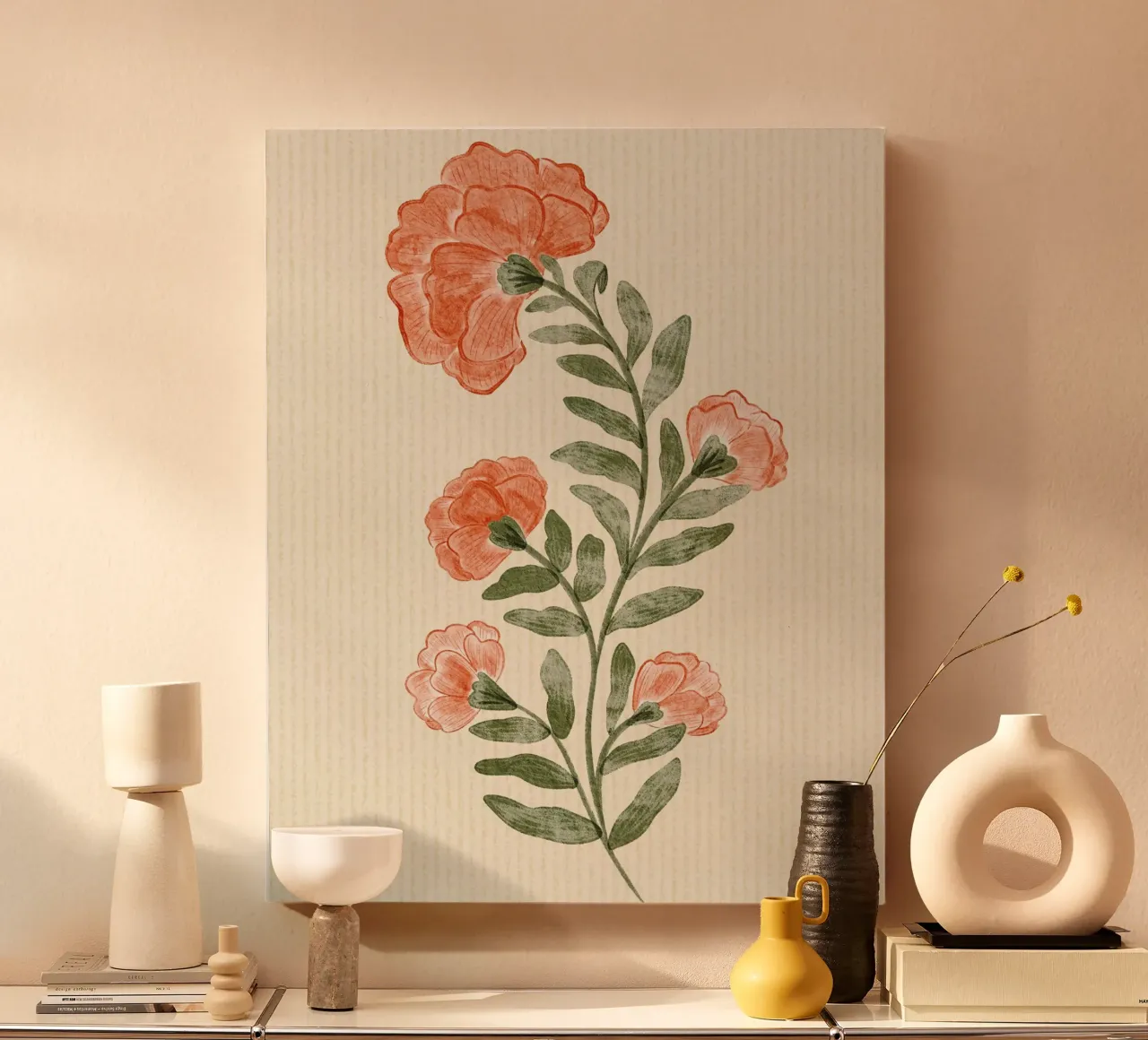 Goudsbloemen canvas met Baklijst van Nikita Jariwala
