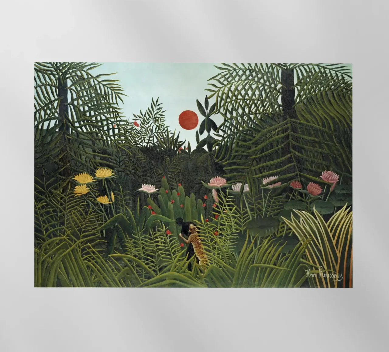 Foresta vergine con tramonto di Henri Rousseau (1910) pellicola backlit da Venus Art