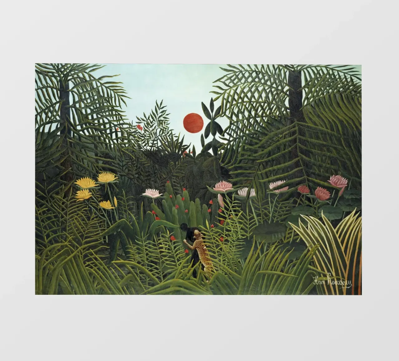 Foresta vergine con tramonto di Henri Rousseau (1910) pellicola backlit da Venus Art