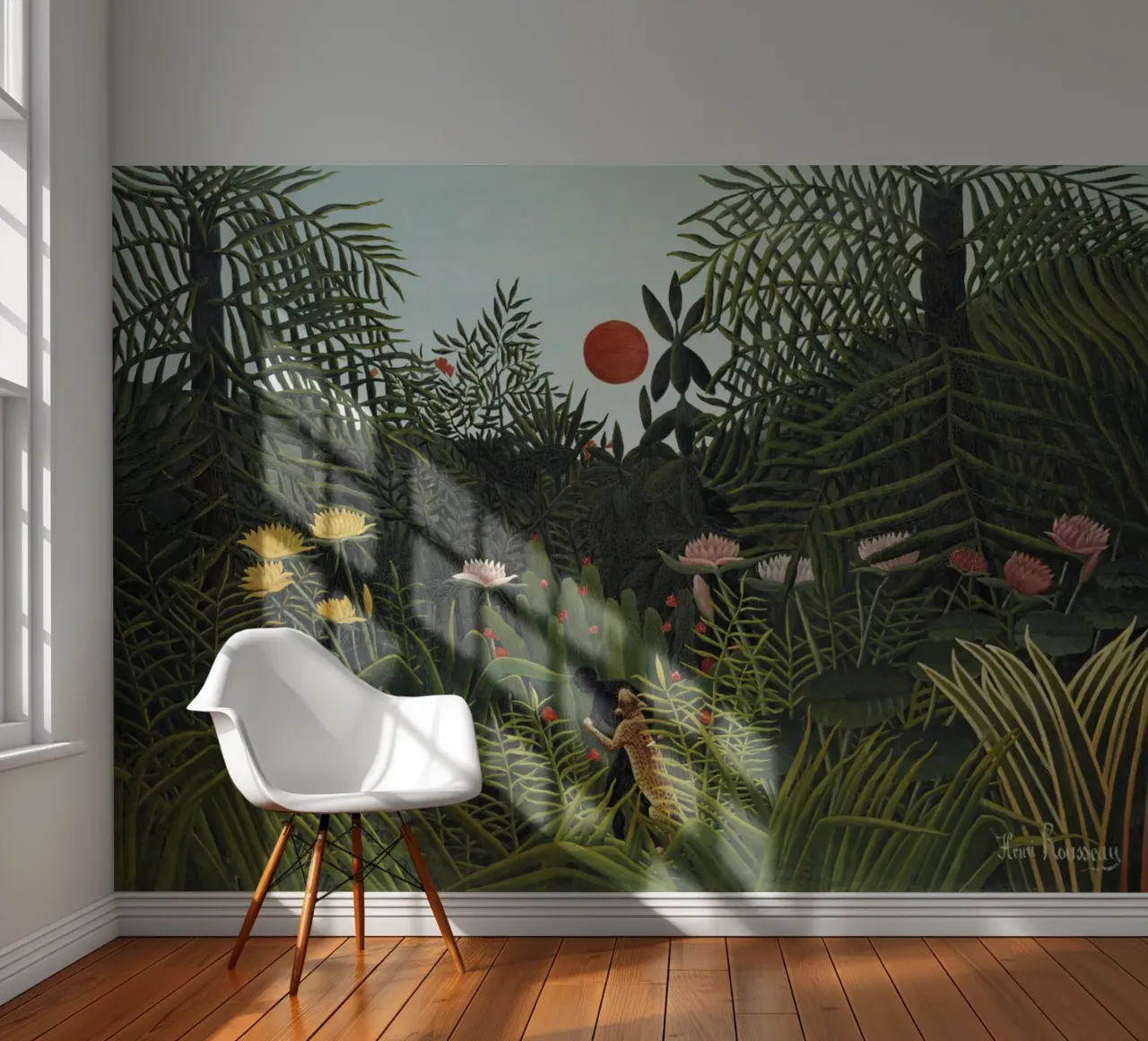 Henri Rousseau’s Virgin Forest with Sunset (1910) photo wallpaper by Venus Art
