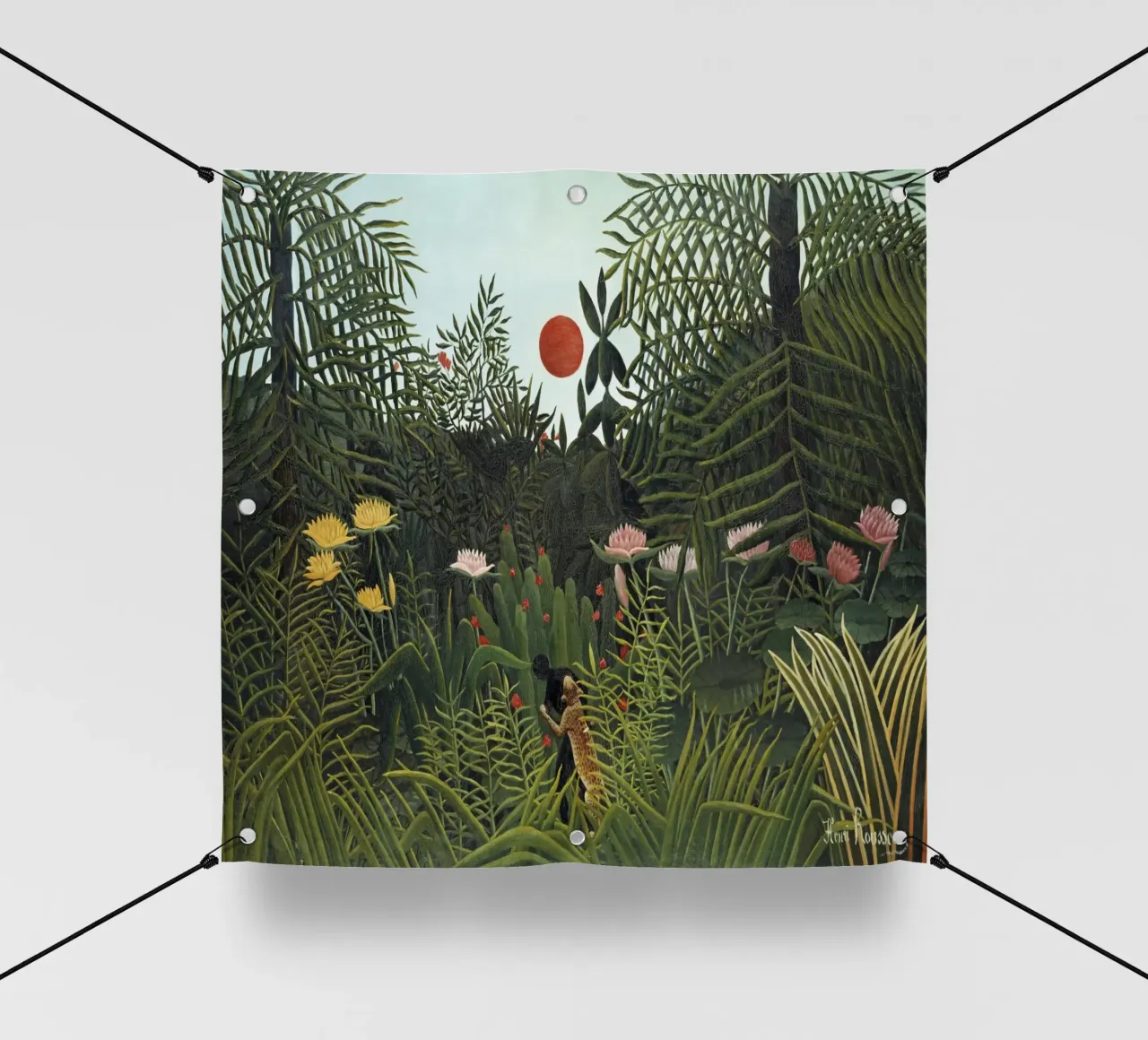 Foresta vergine con tramonto di Henri Rousseau (1910) telo in pvc da Venus Art