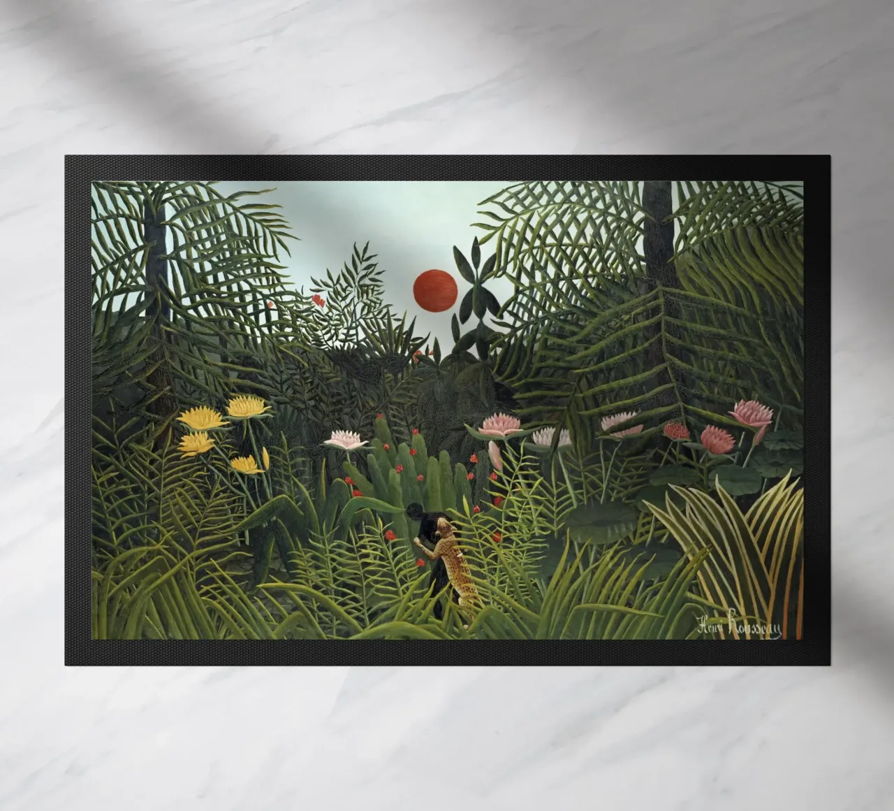 Foresta vergine con tramonto di Henri Rousseau (1910) zerbino da Venus Art