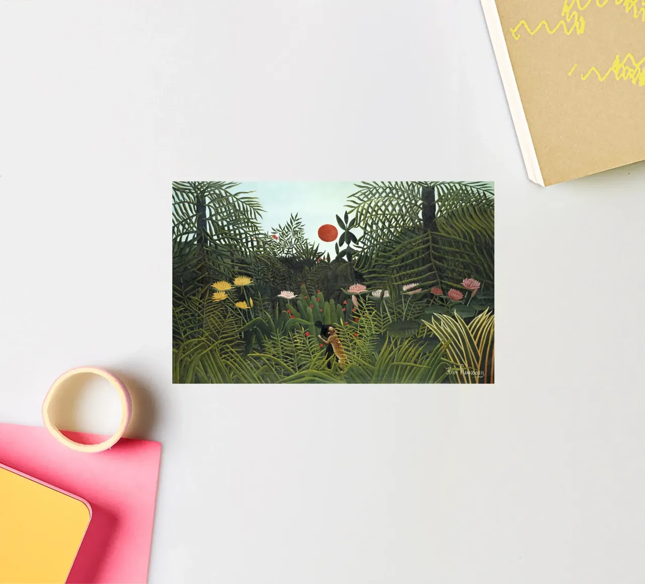 Henri Rousseau’s Virgin Forest with Sunset (1910) sticker by Venus Art