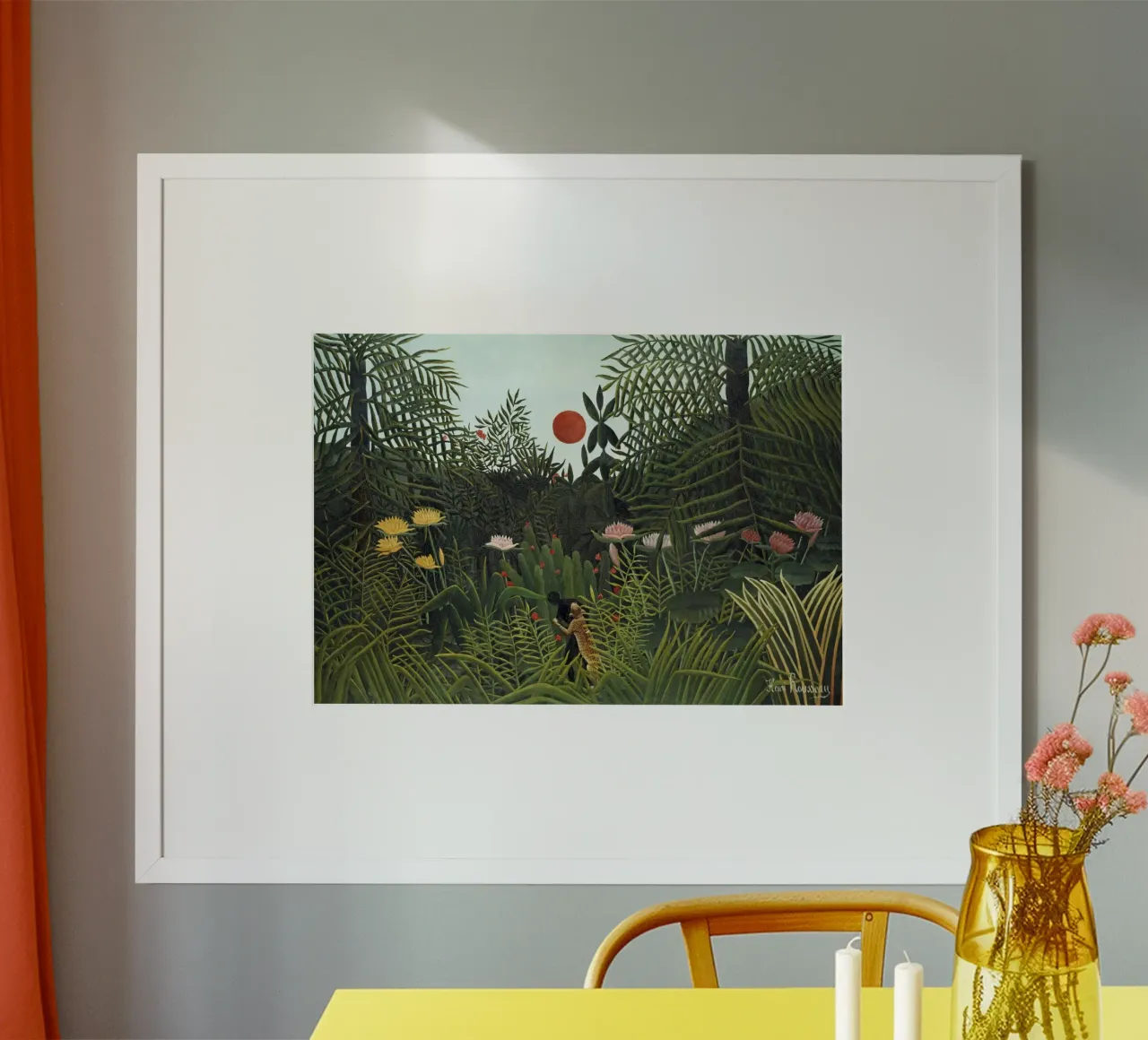 Foresta vergine con tramonto di Henri Rousseau (1910) carta hahnemühle da Venus Art