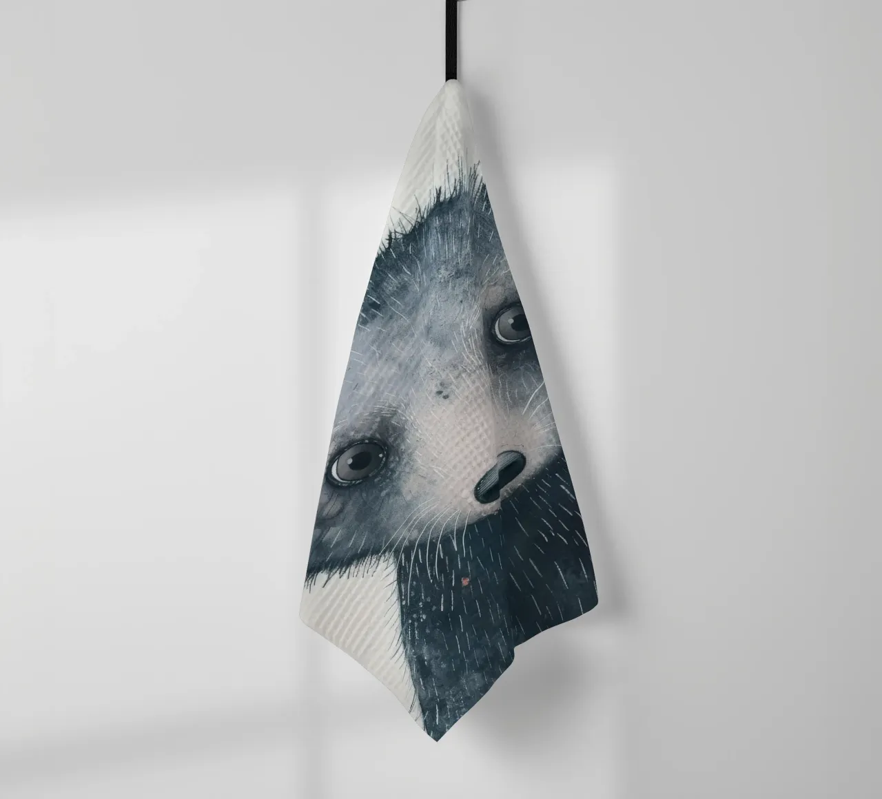 Aquarellmalerei eines jungen dunkelgrauen Tieres Geschirrtuch von DesignDoodle