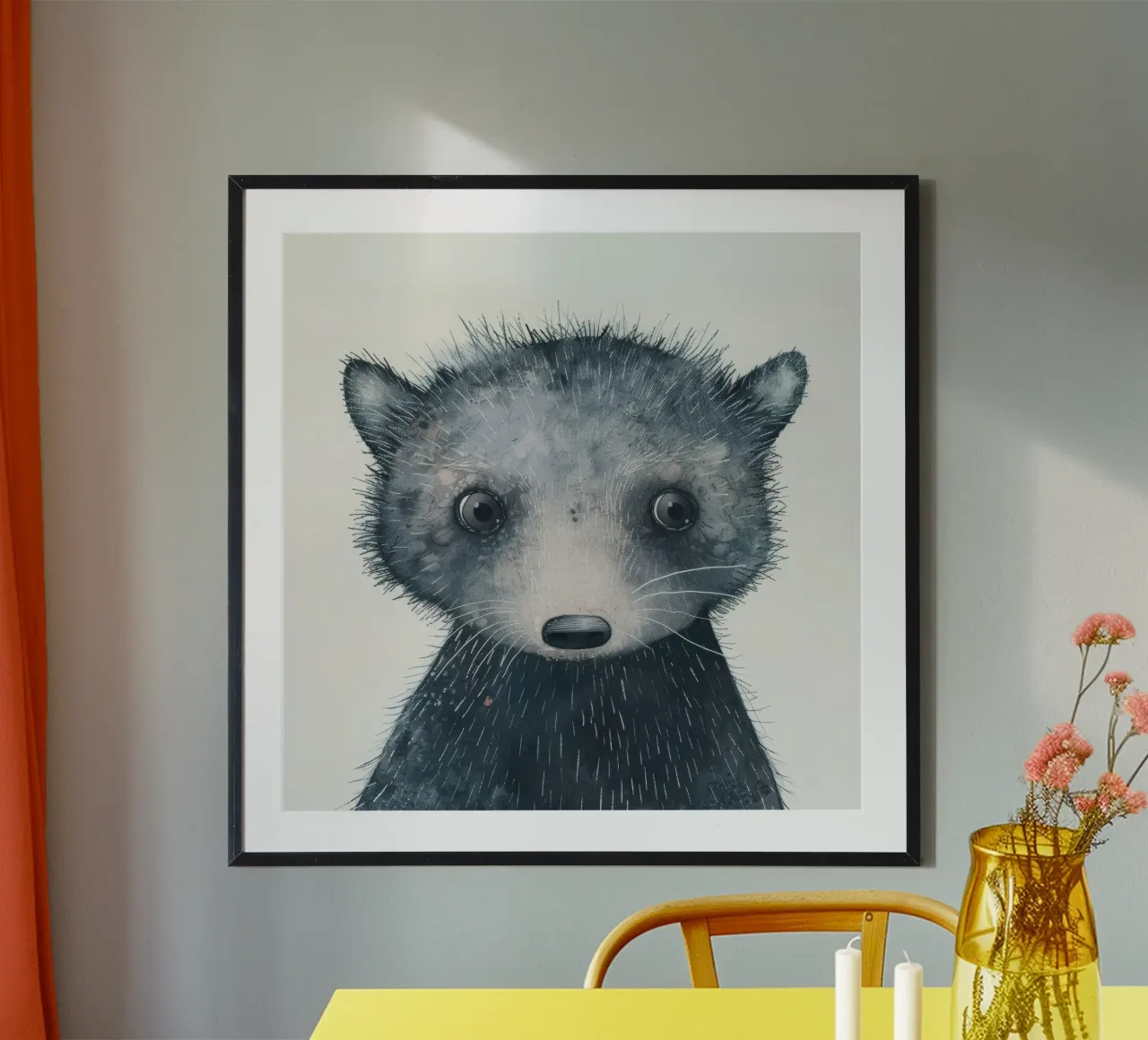 Pittura ad acquerello di un giovane animale grigio scuro carta hahnemühle da DesignDoodle