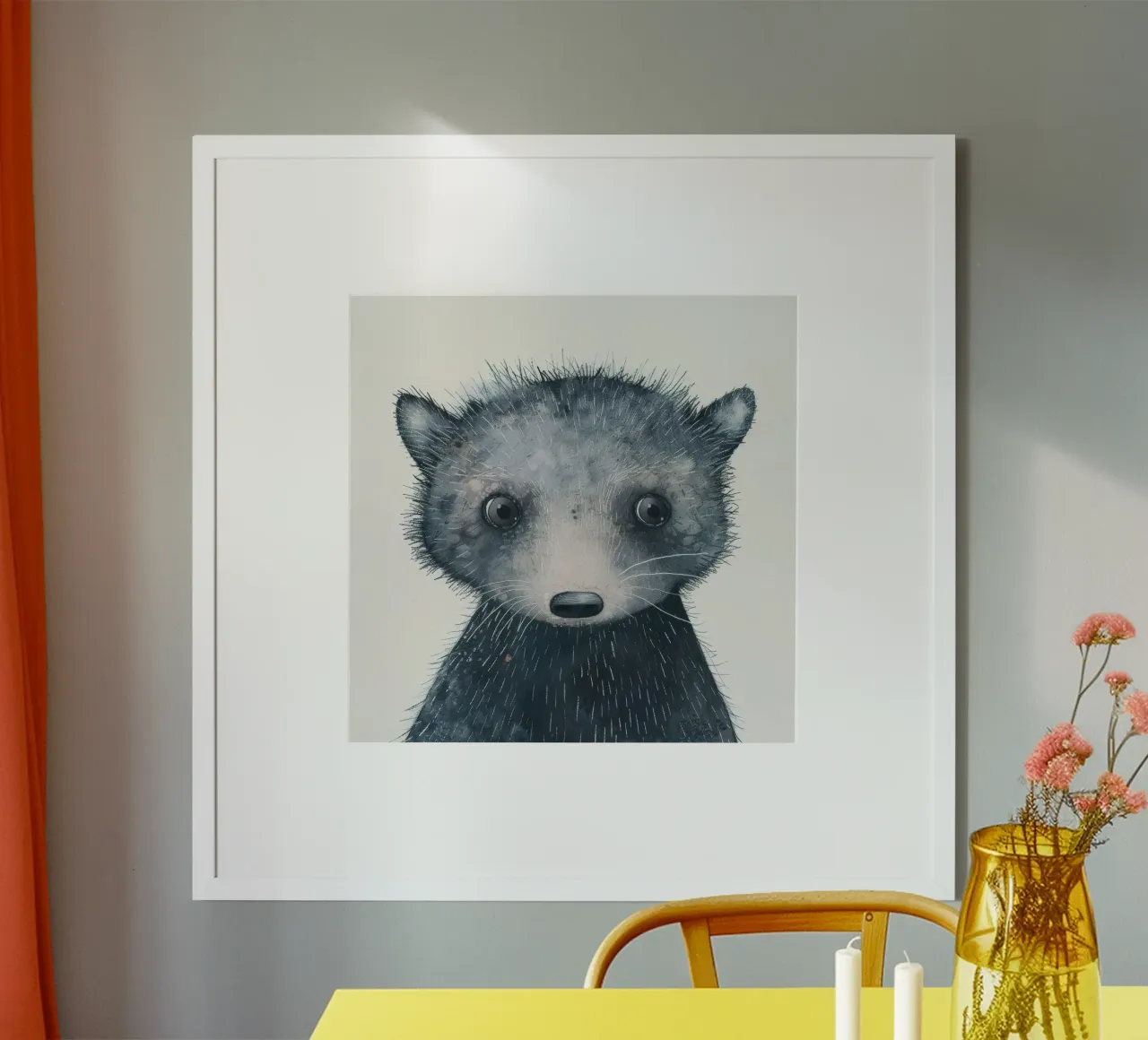 Pittura ad acquerello di un giovane animale grigio scuro carta hahnemühle da DesignDoodle