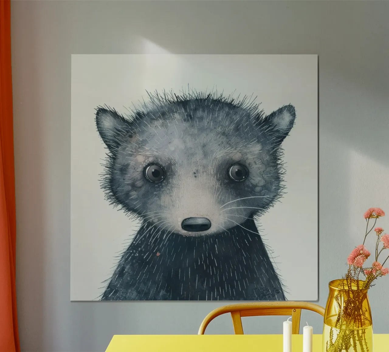 Pittura ad acquerello di un giovane animale grigio scuro carta hahnemühle da DesignDoodle