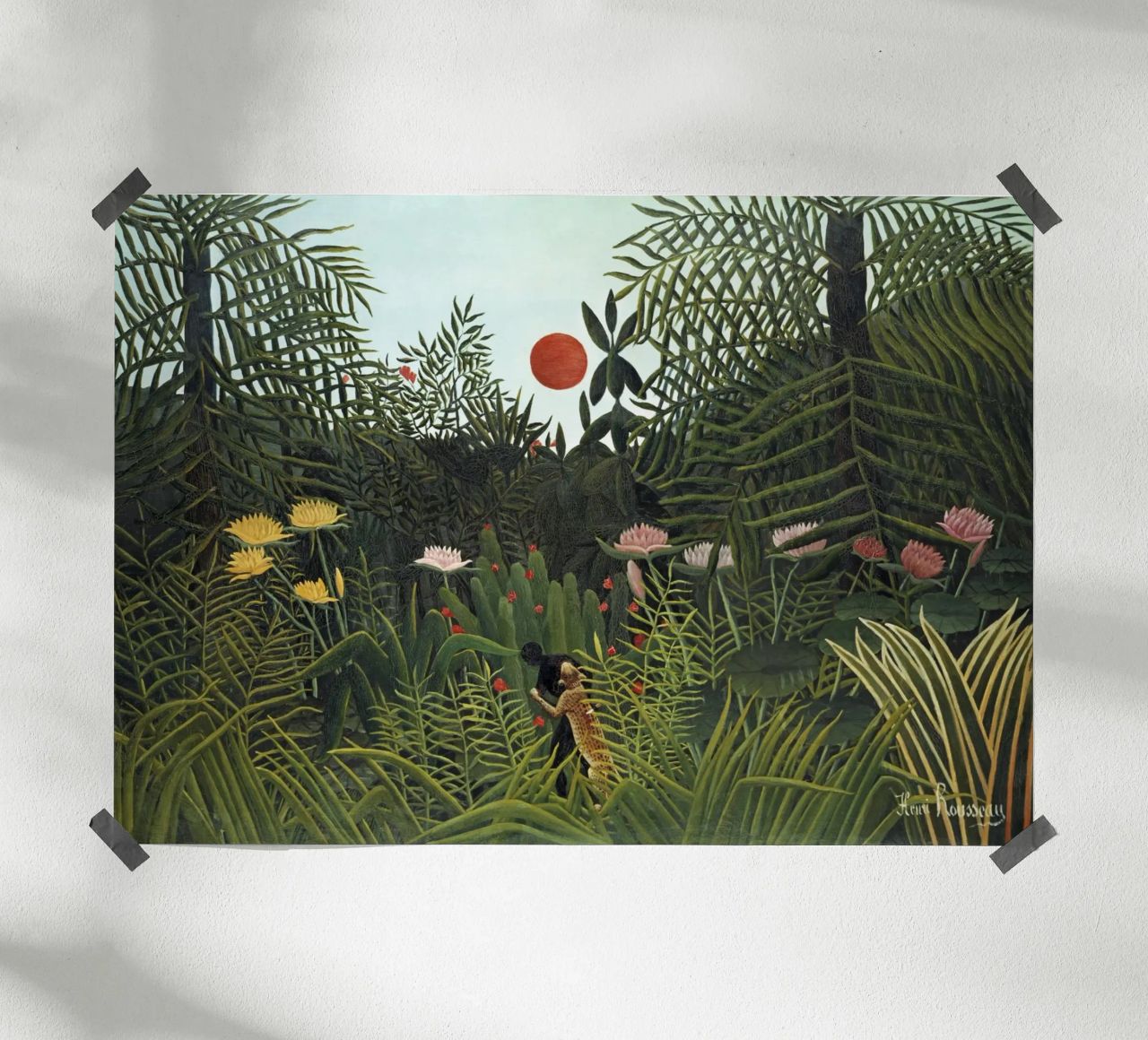 Foresta vergine con tramonto di Henri Rousseau (1910) poster da Art History