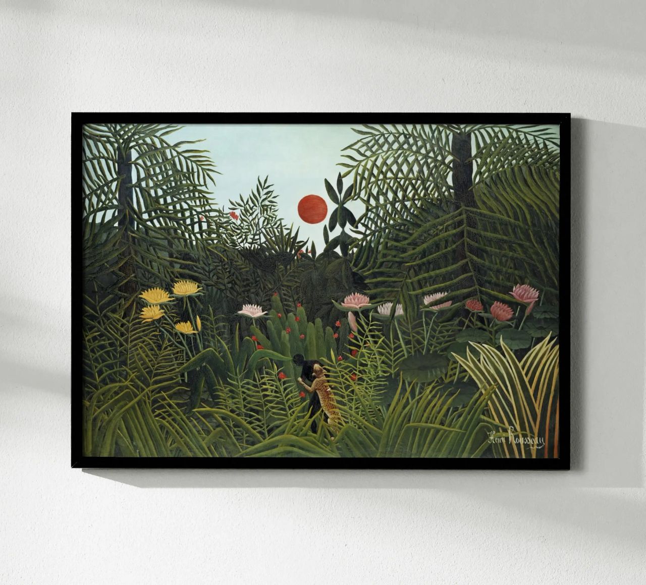 Foresta vergine con tramonto di Henri Rousseau (1910) poster da Art History