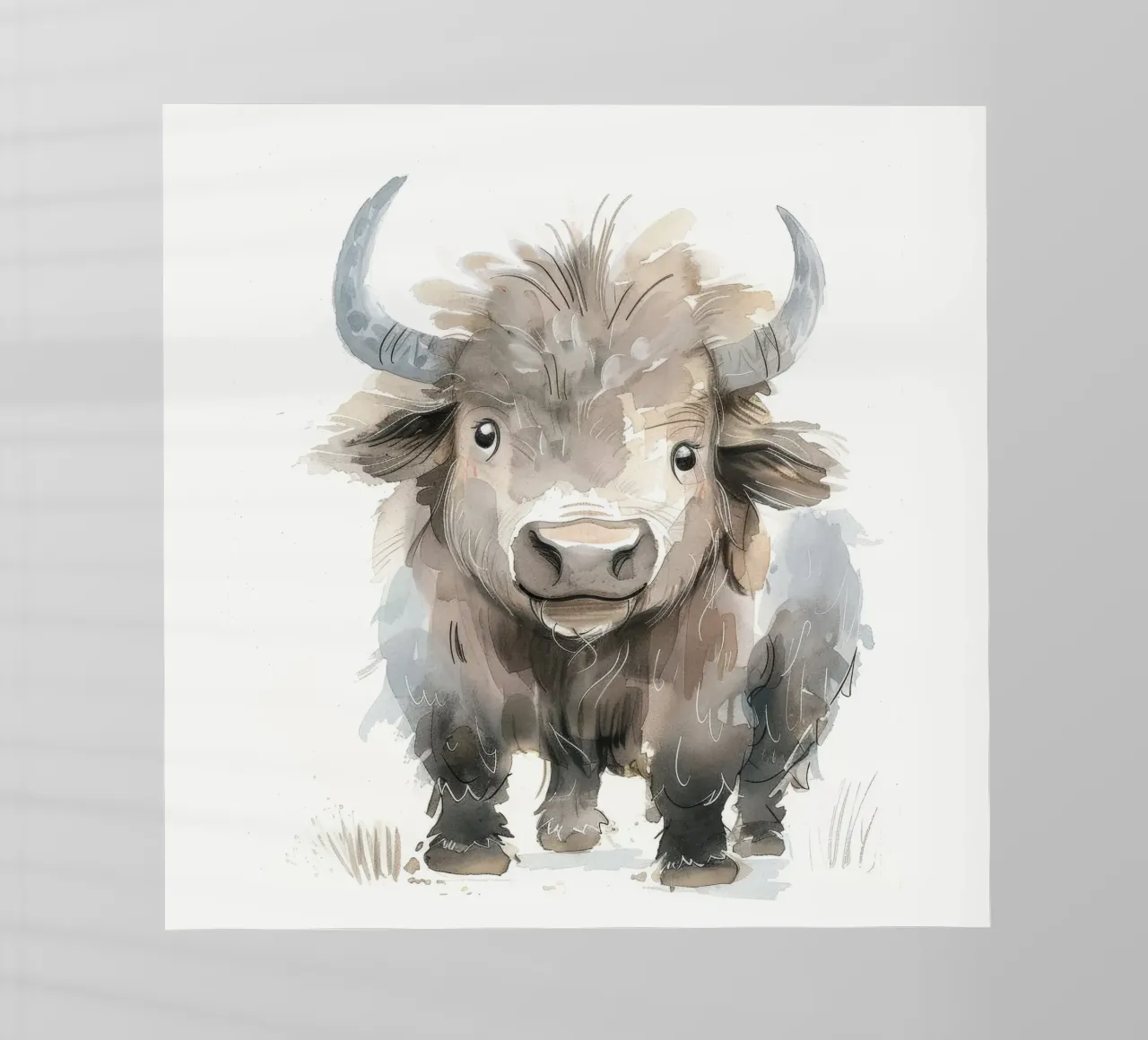 Pittura ad acquerello di un giovane yak pellicola backlit da DesignDoodle