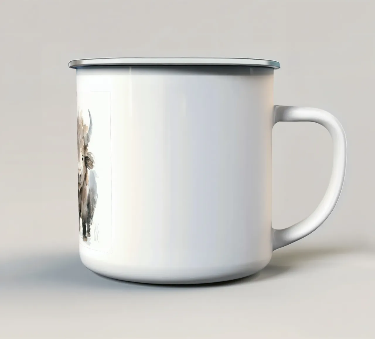 Pittura ad acquerello di un giovane yak tazza in smalto da DesignDoodle