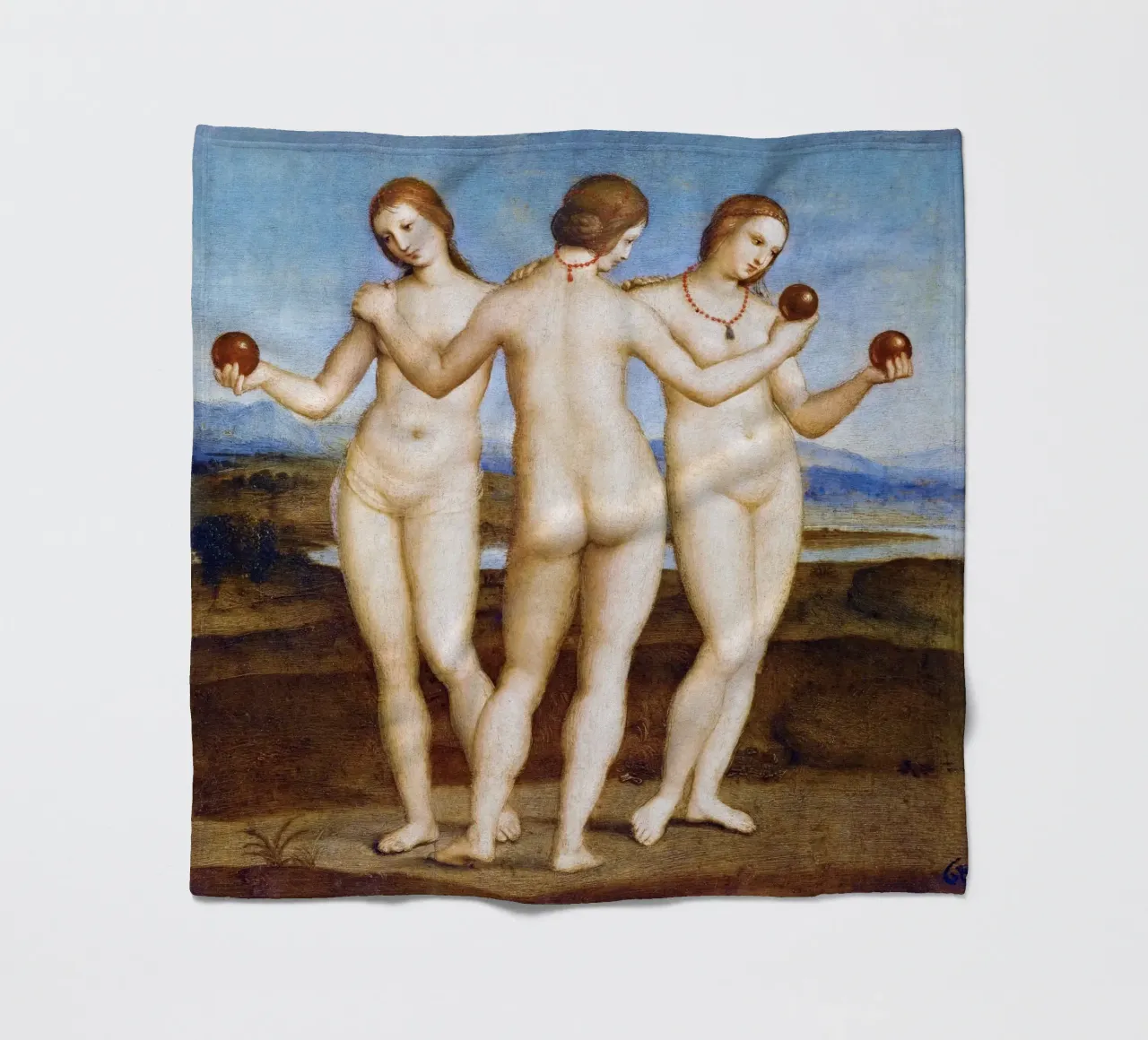Le tre grazie di Raffaello (1504) coperta in pile da Venus Art