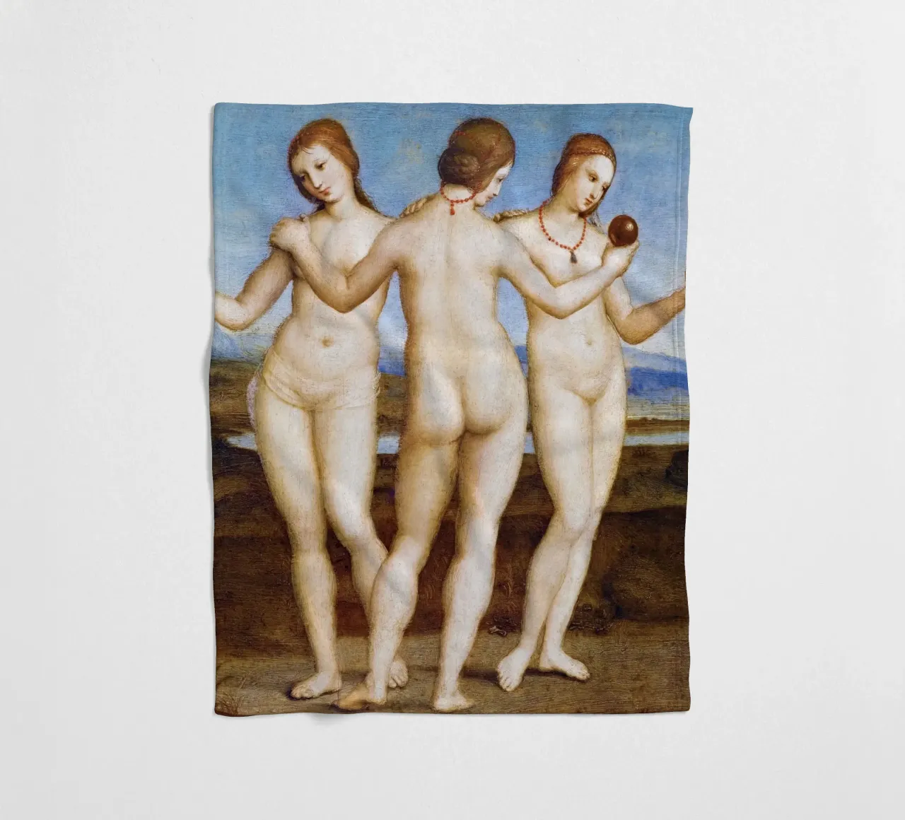 Le tre grazie di Raffaello (1504) coperta in pile da Venus Art