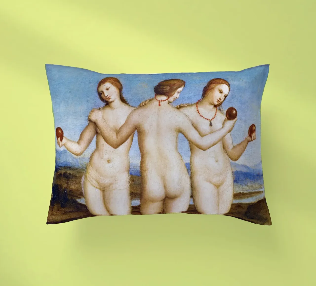 Le tre grazie di Raffaello (1504) cuscino da Venus Art