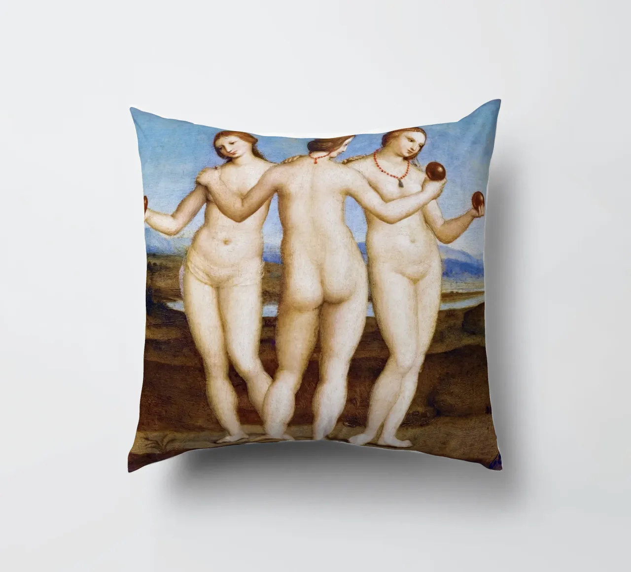 Le tre grazie di Raffaello (1504) cuscino da Venus Art