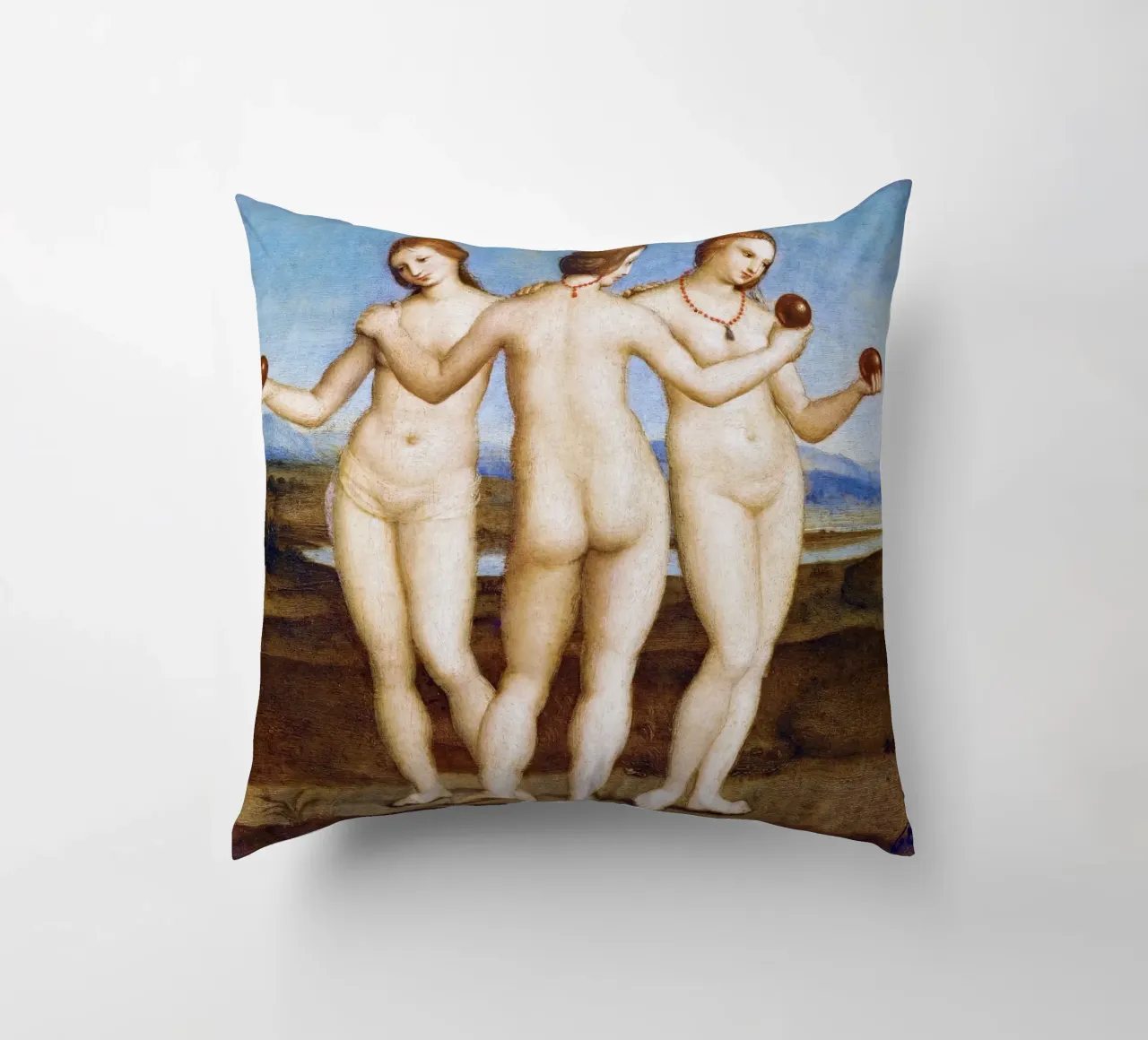 Le tre grazie di Raffaello (1504) cuscino da Venus Art
