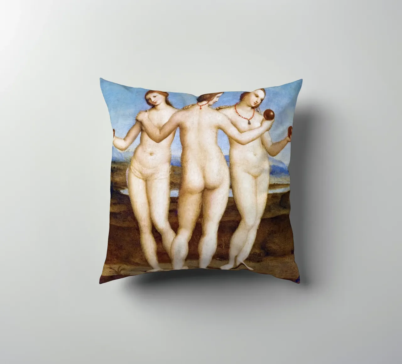 Le tre grazie di Raffaello (1504) cuscino da Venus Art