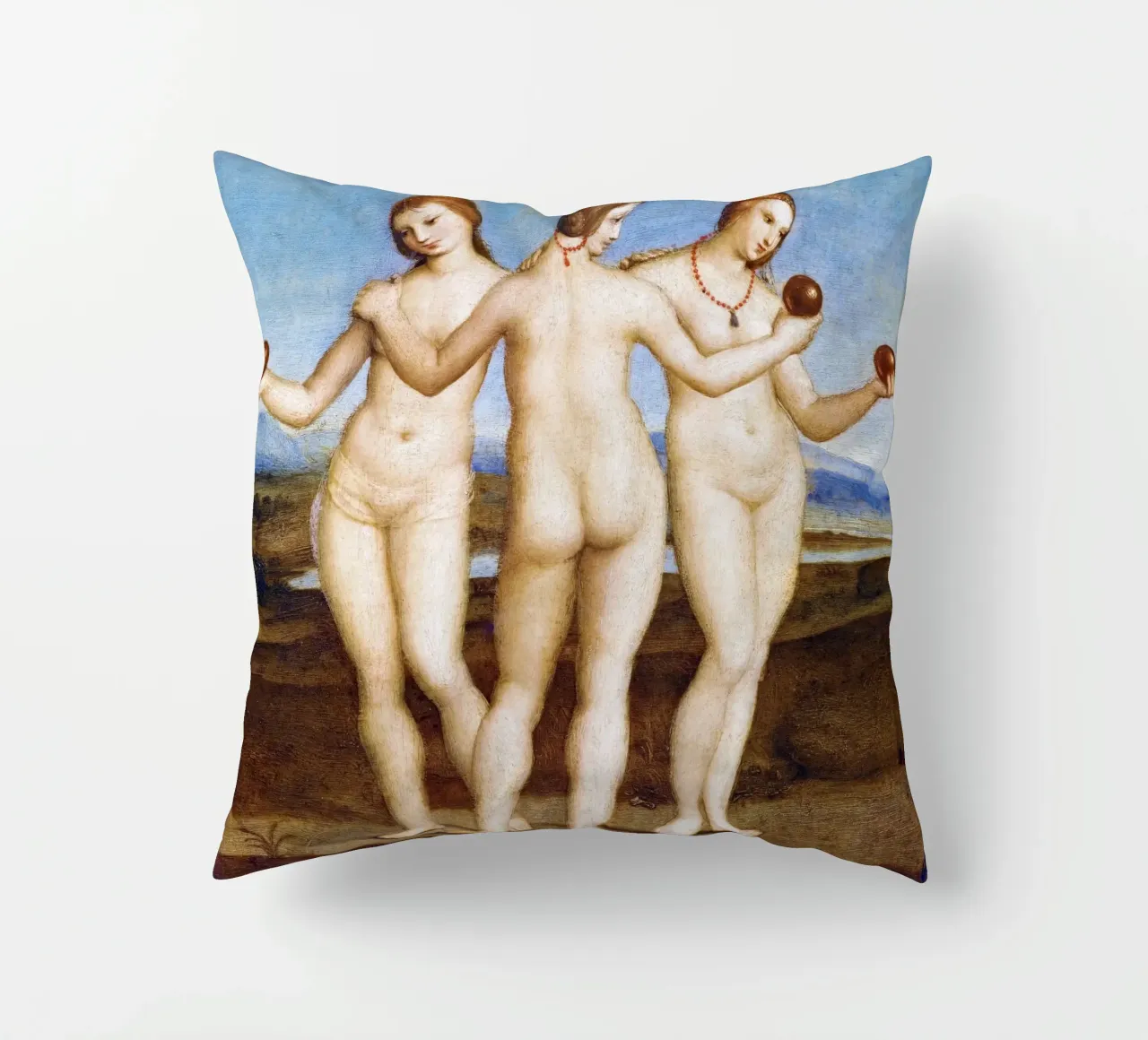 Le tre grazie di Raffaello (1504) cuscino da Venus Art