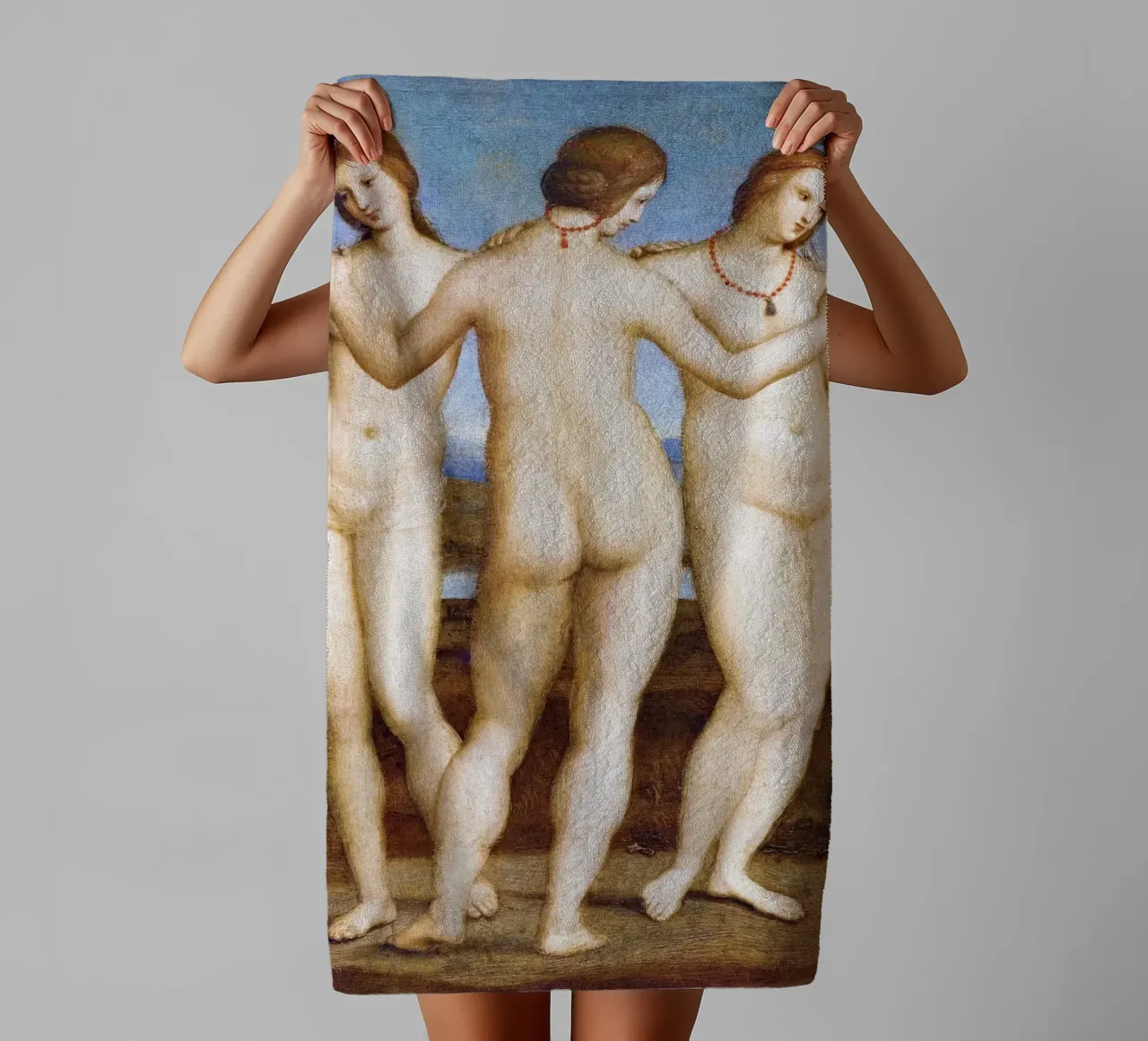 Le tre grazie di Raffaello (1504) asciugamano da bagno da Venus Art