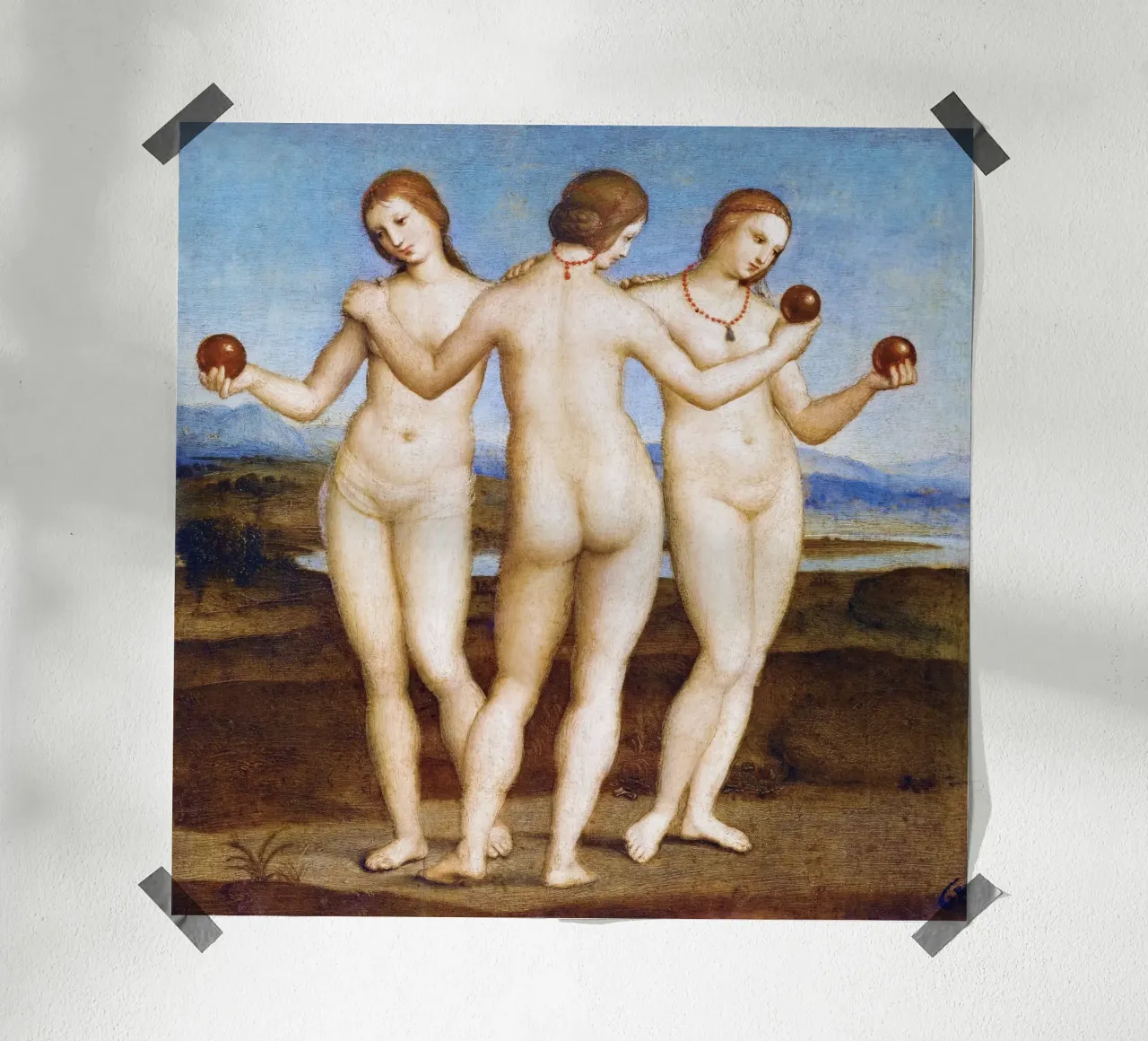Le tre grazie di Raffaello (1504) carta hahnemühle da Venus Art