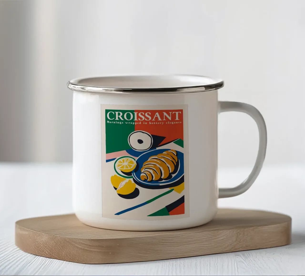 Croisssan tazza in smalto da cosmos studio