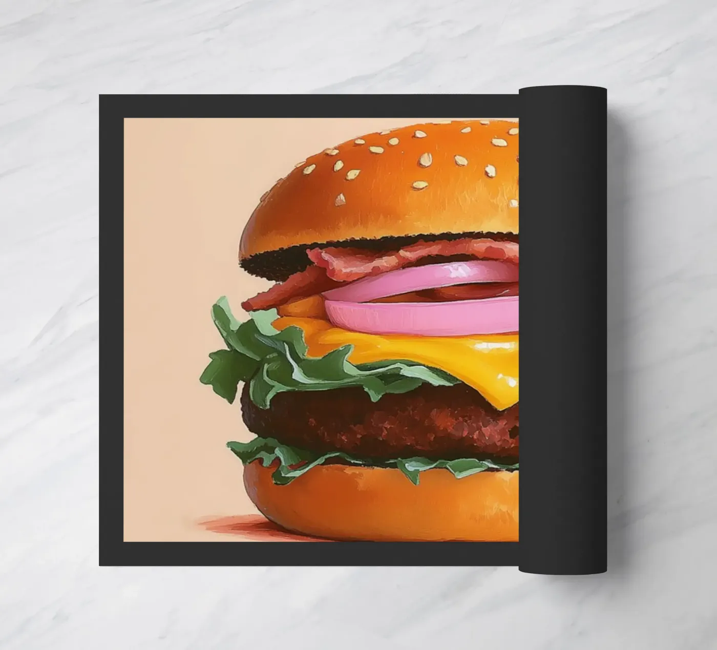 Juicy cheeseburger doormat by Carinaprint