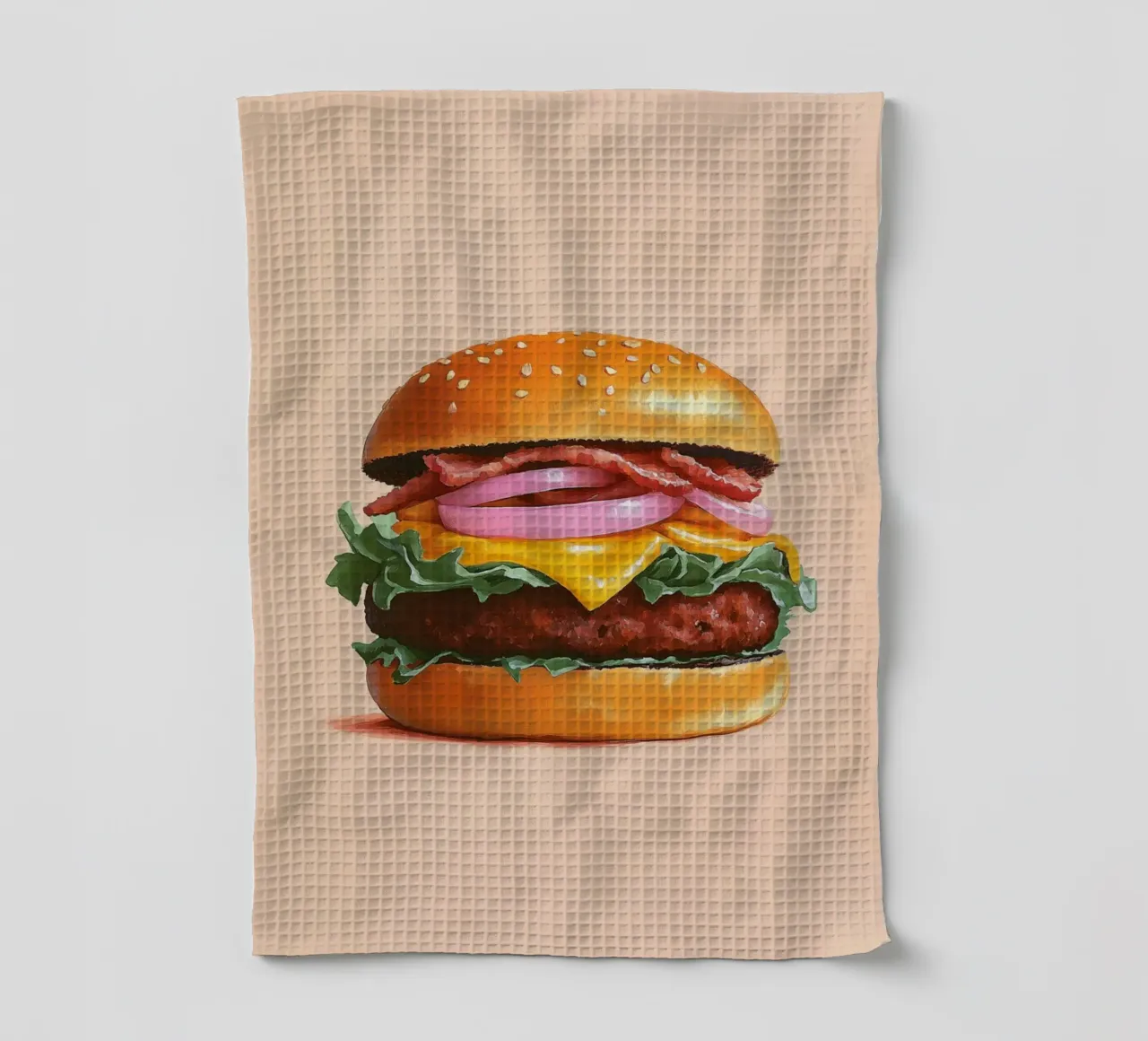 Juicy cheeseburger tea towel by Carinaprint