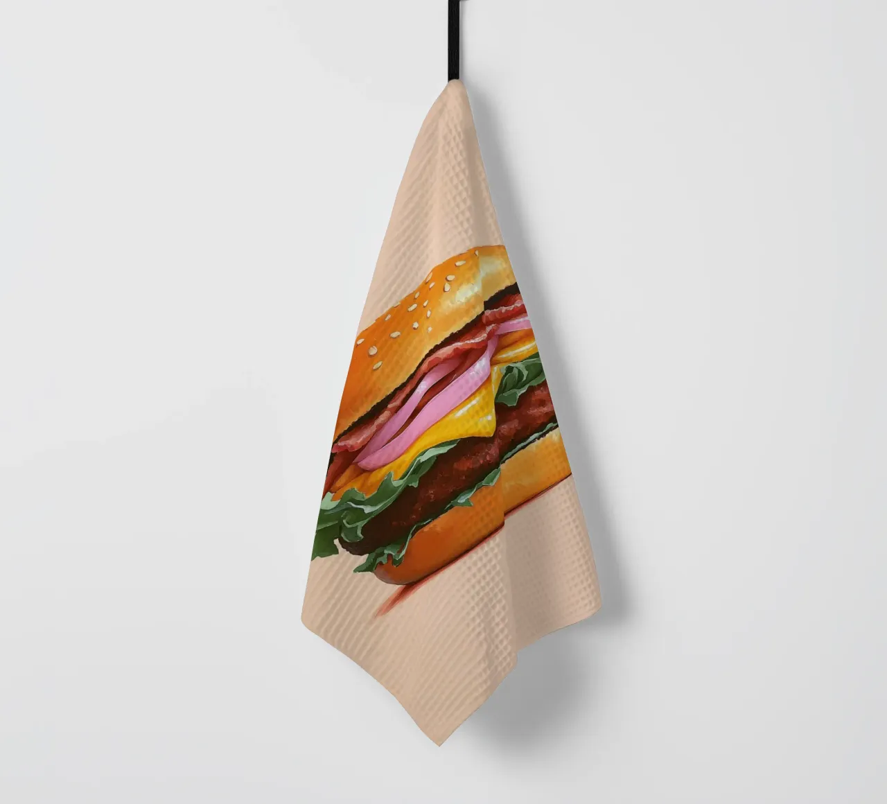 Juicy cheeseburger tea towel by Carinaprint