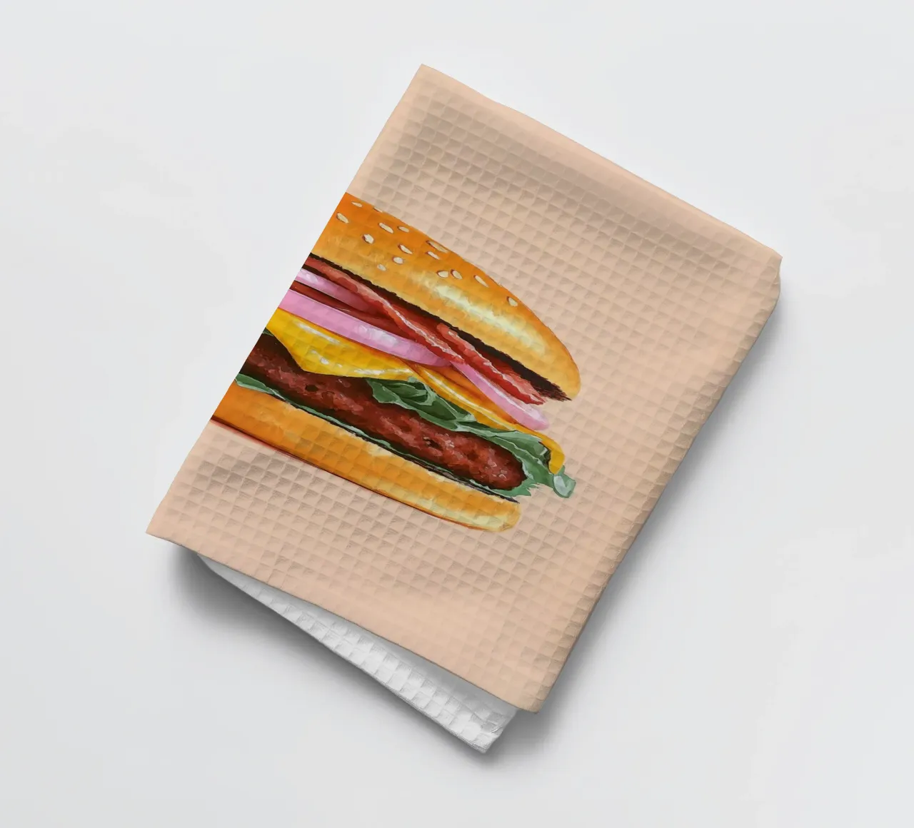 Juicy cheeseburger tea towel by Carinaprint