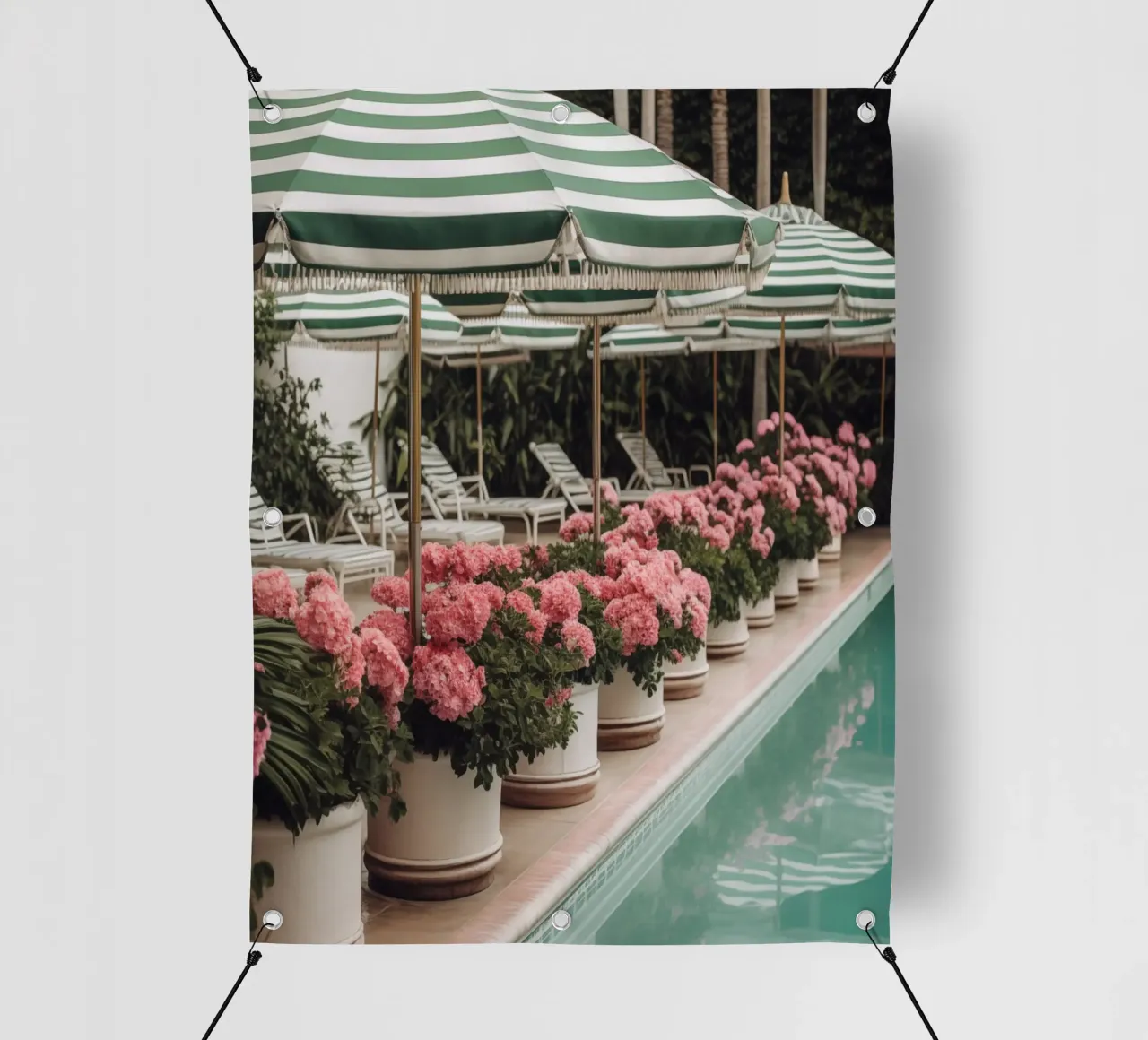 Striped Green and White Nostalgic Pool Art telo in pvc da GraceDigitalArtCo