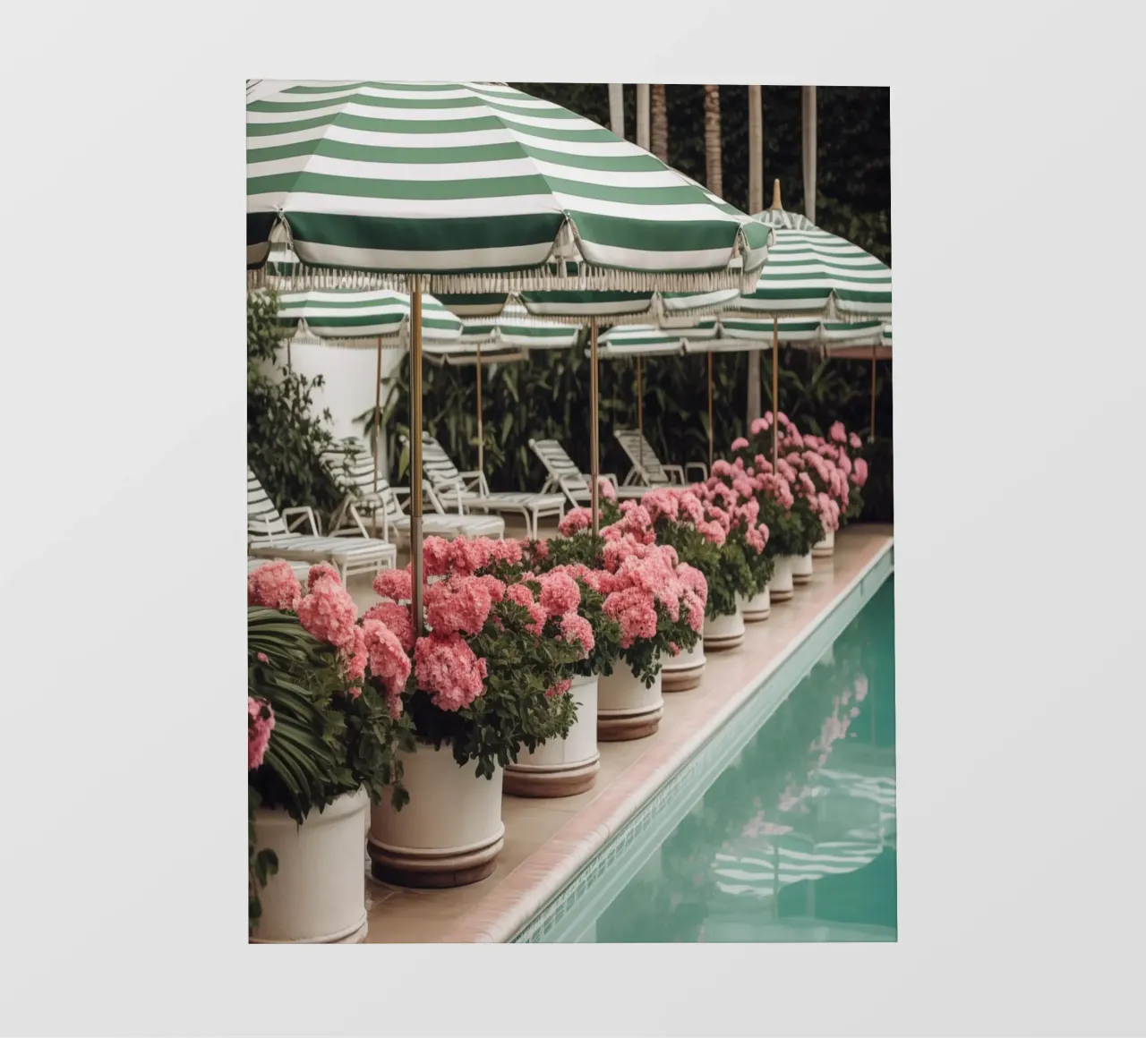 Striped Green and White Nostalgic Pool Art telo in pvc da GraceDigitalArtCo