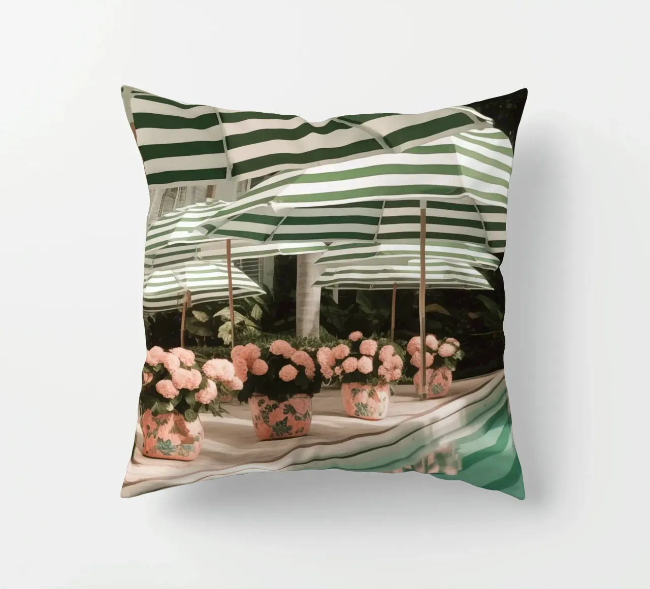 Striped Pool Umbrellas Summer Art cuscino da GraceDigitalArtCo