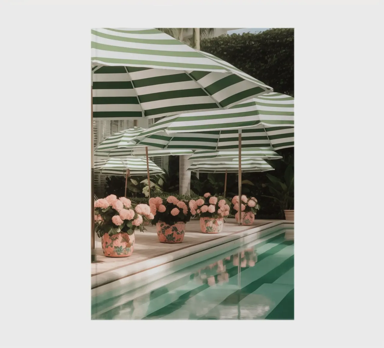 Striped Pool Umbrellas Summer Art notebook by GraceDigitalArtCo