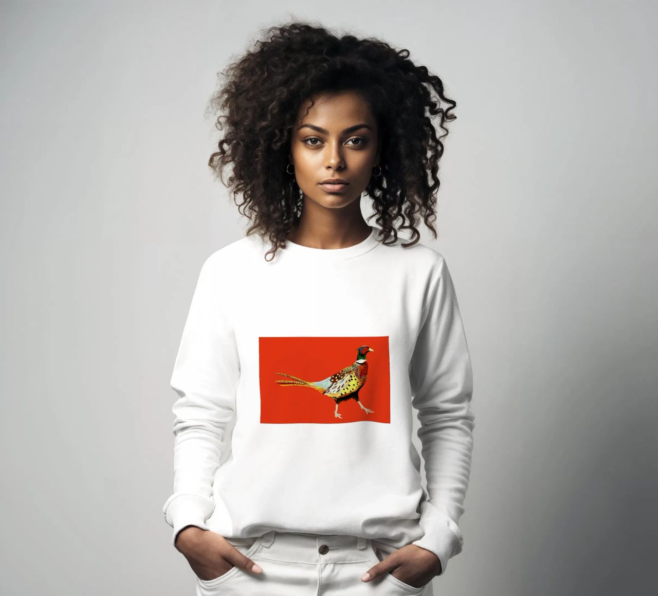 Strutting Pheasant On Orange felpa da Alice Straker