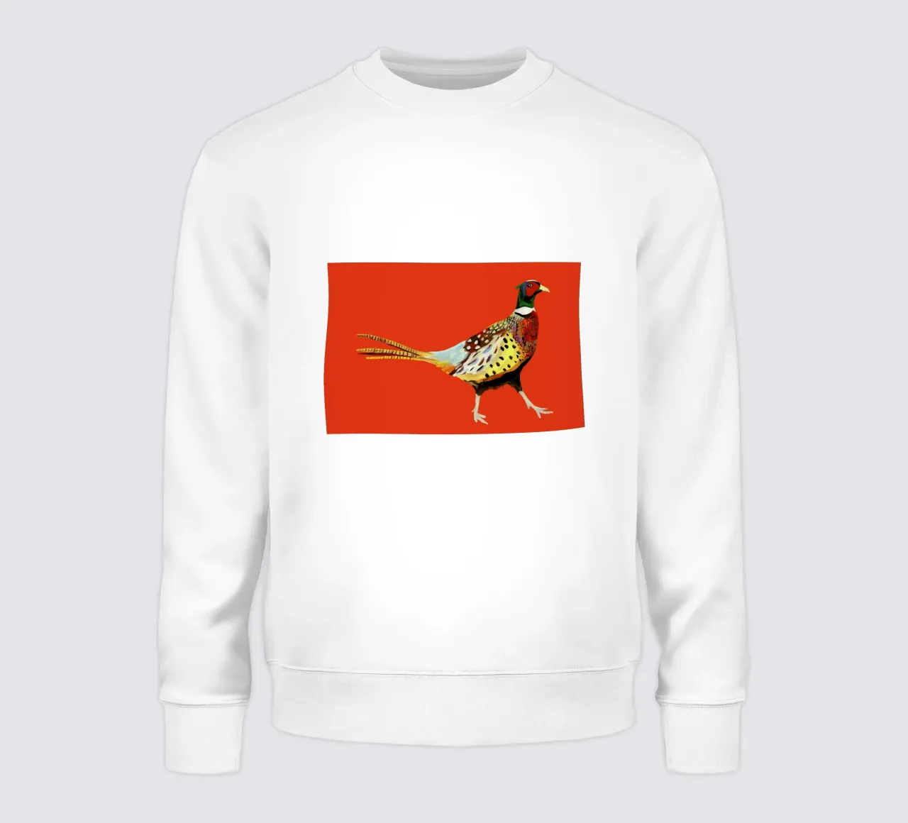 Strutting Pheasant On Orange sweatshirt van Alice Straker