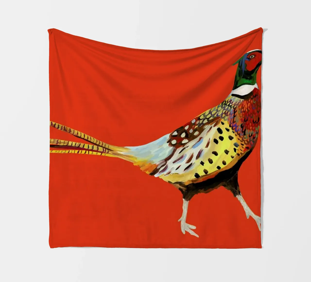 Strutting Pheasant On Orange coperta in pile da Alice Straker