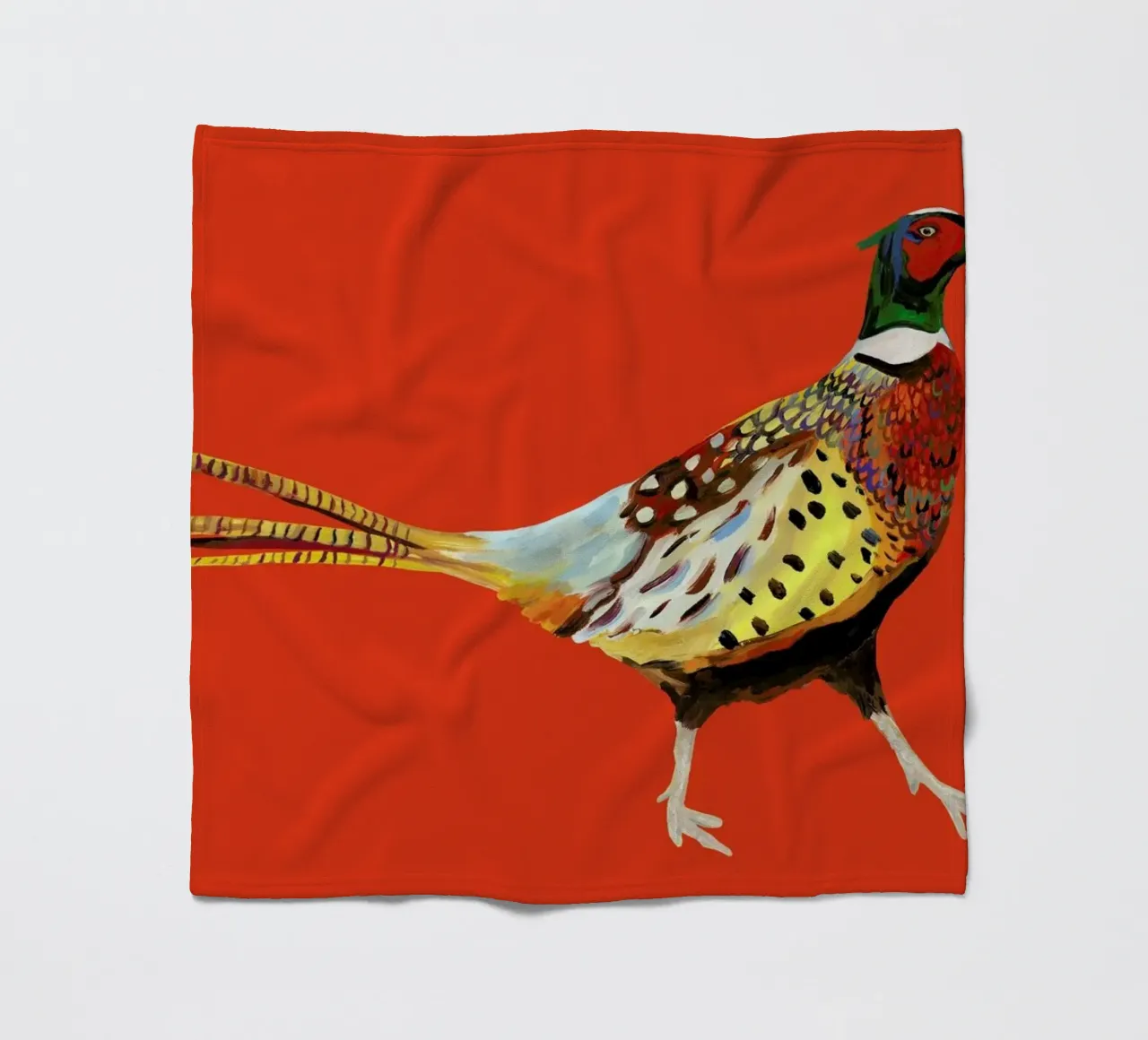 Strutting Pheasant On Orange coperta in pile da Alice Straker