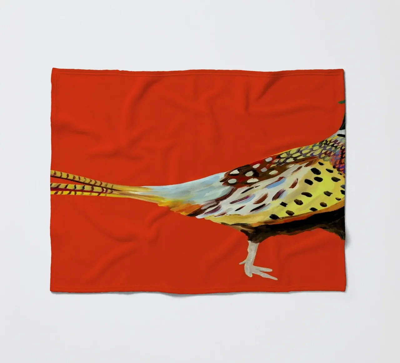 Strutting Pheasant On Orange coperta in pile da Alice Straker