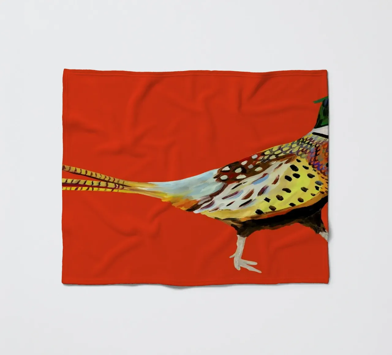 Strutting Pheasant On Orange coperta in pile da Alice Straker